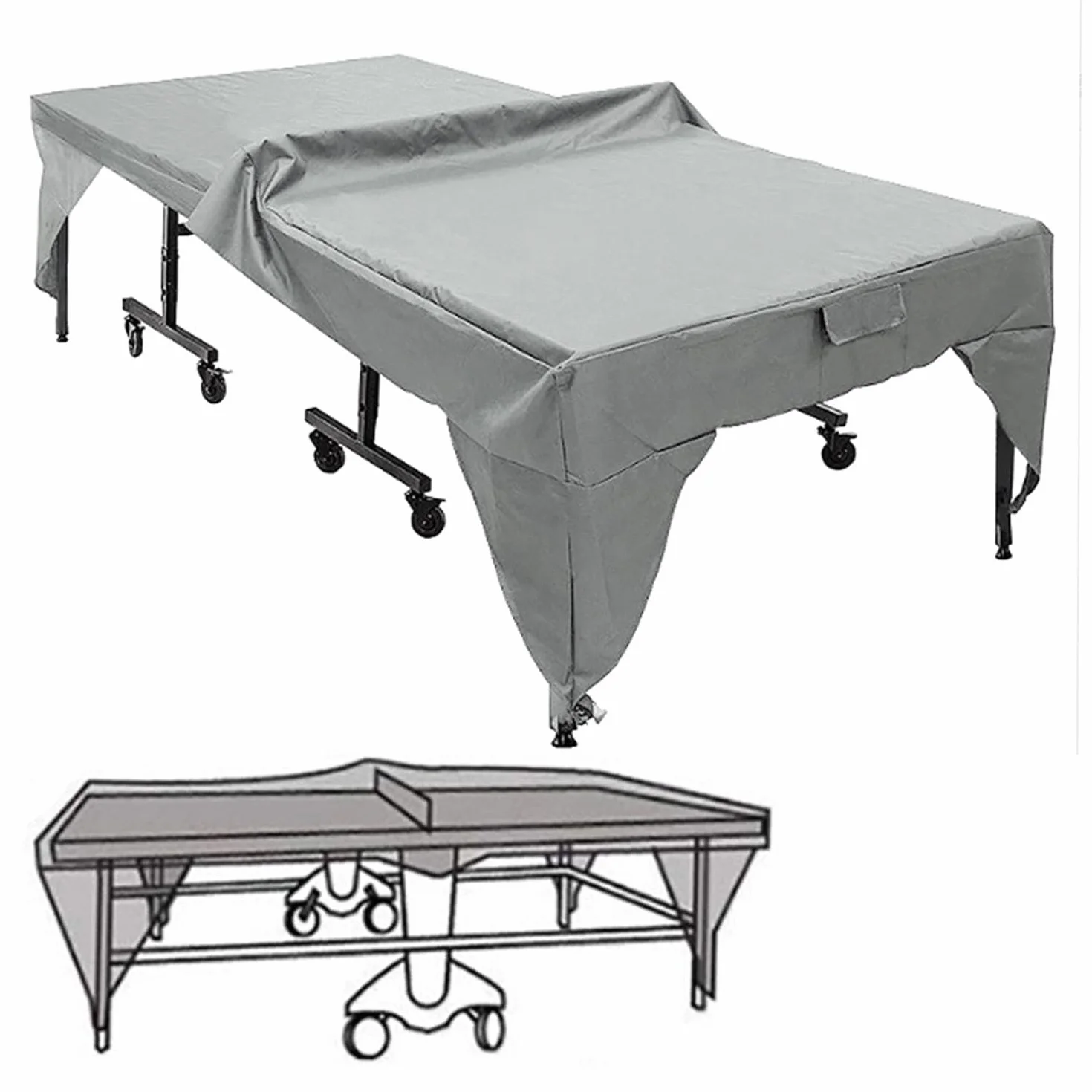 Funda de Mesa de Tenis de Mesa Impermeable Oxford 210D 280x152x73cm Verde