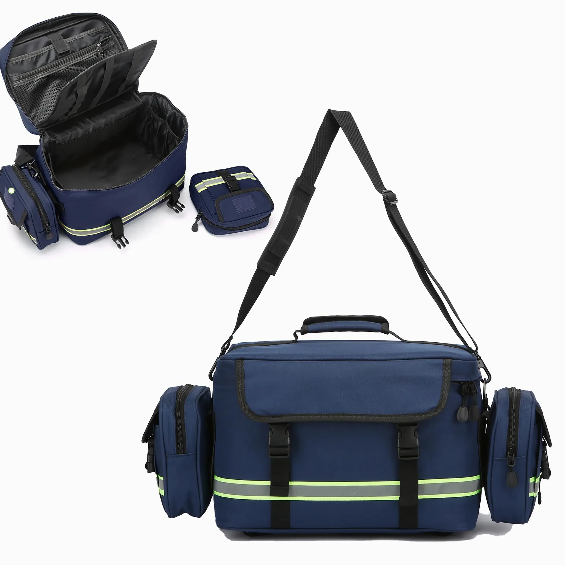 Bolsa de primeros auxilios azul con dos bolsas