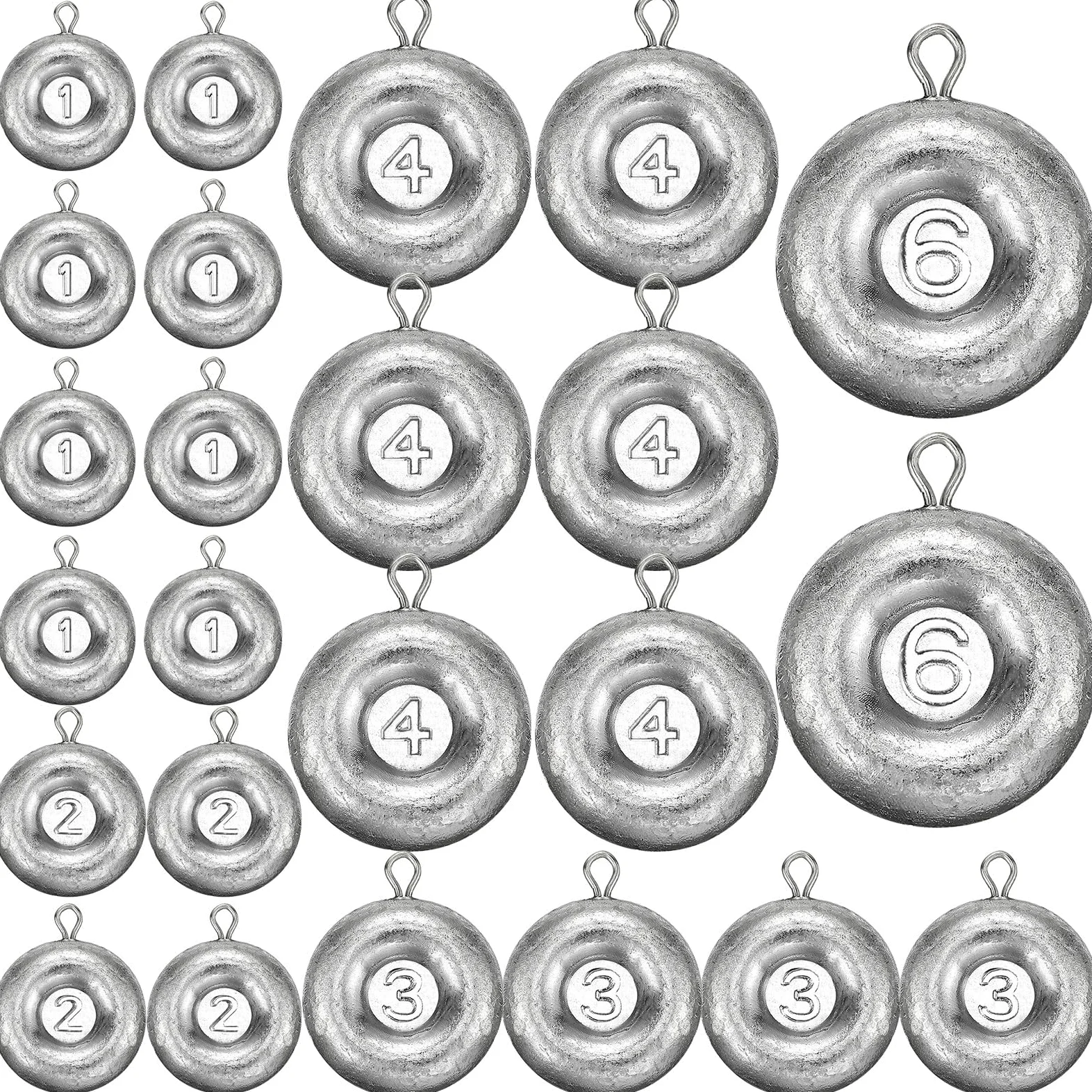 24 piezas de discos de pesca, pesas, plomos de disco, plomos de pesca, pesas, para agua salada, pesca de gato, pesca de arrastre, aparejos de surf