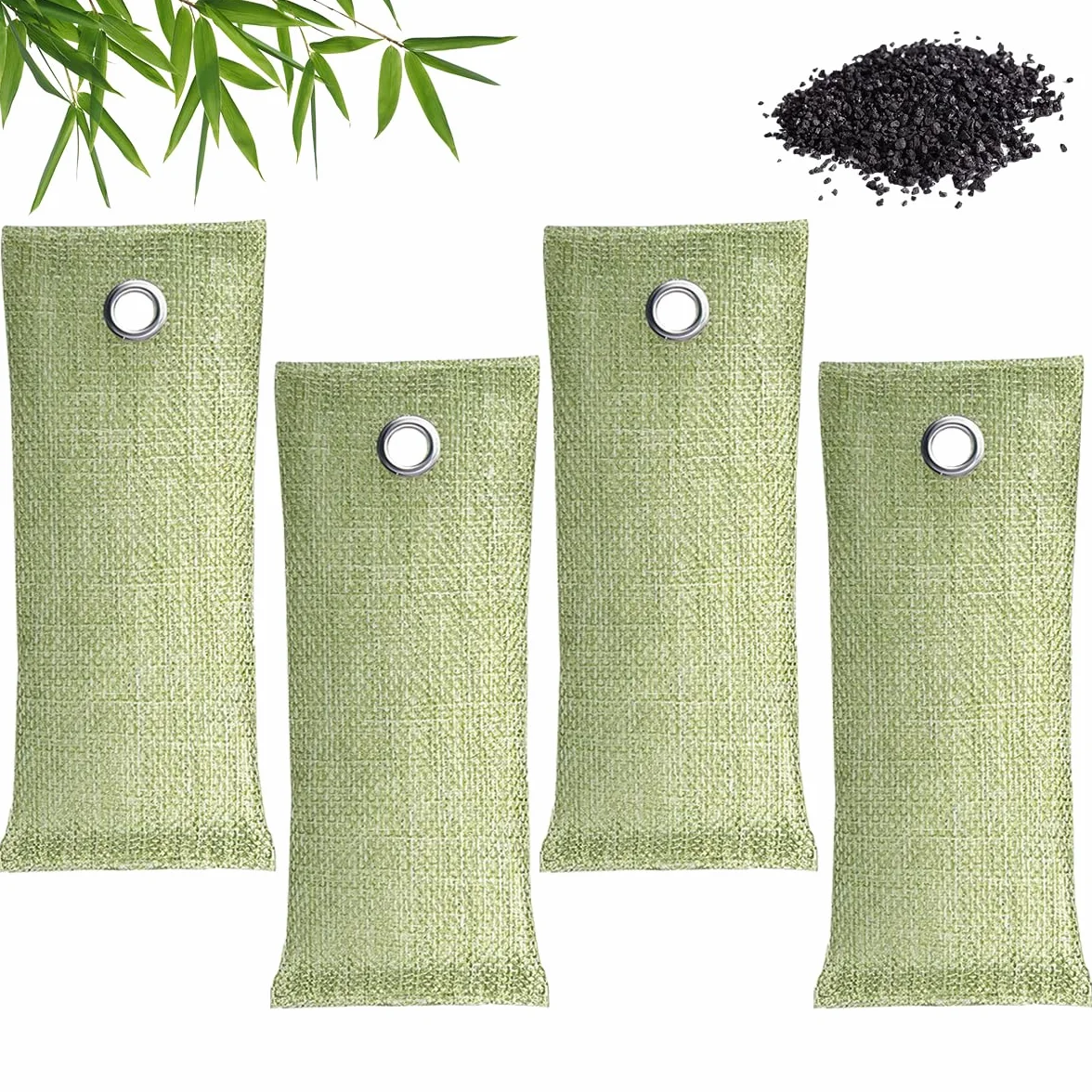 Bolsas Purificadoras de Aire de Carbón de Bambú 75g 4 Paquete Desodorantes para Zapatos Coche Cocina Nevera