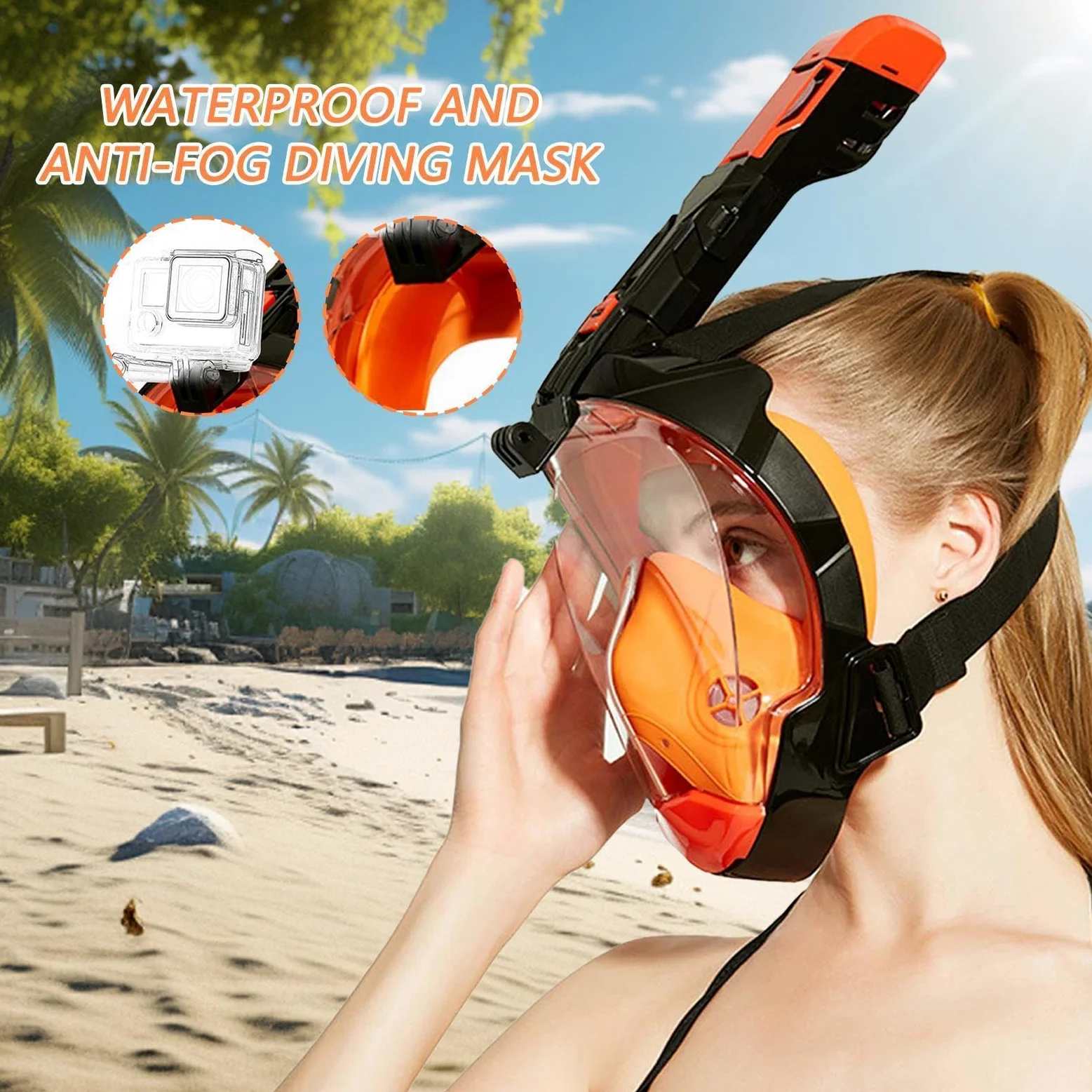 Máscara de snorkel antivaho – Equipo de asistencia respiratoria submarina – Máscara de snorkel con vista panorámica de 180 grados – para mujeres, nadadores, principiantes, viajeros, exploradores