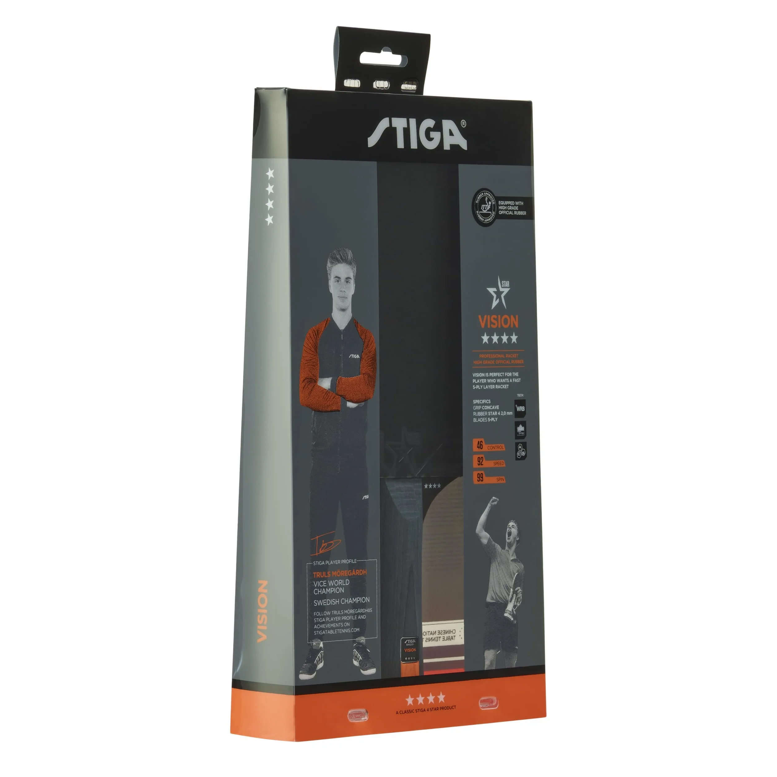 STIGA Vision 4-Star Table Tennis Racket ITTF Approved Crystal Technology High-Speed Control Spin