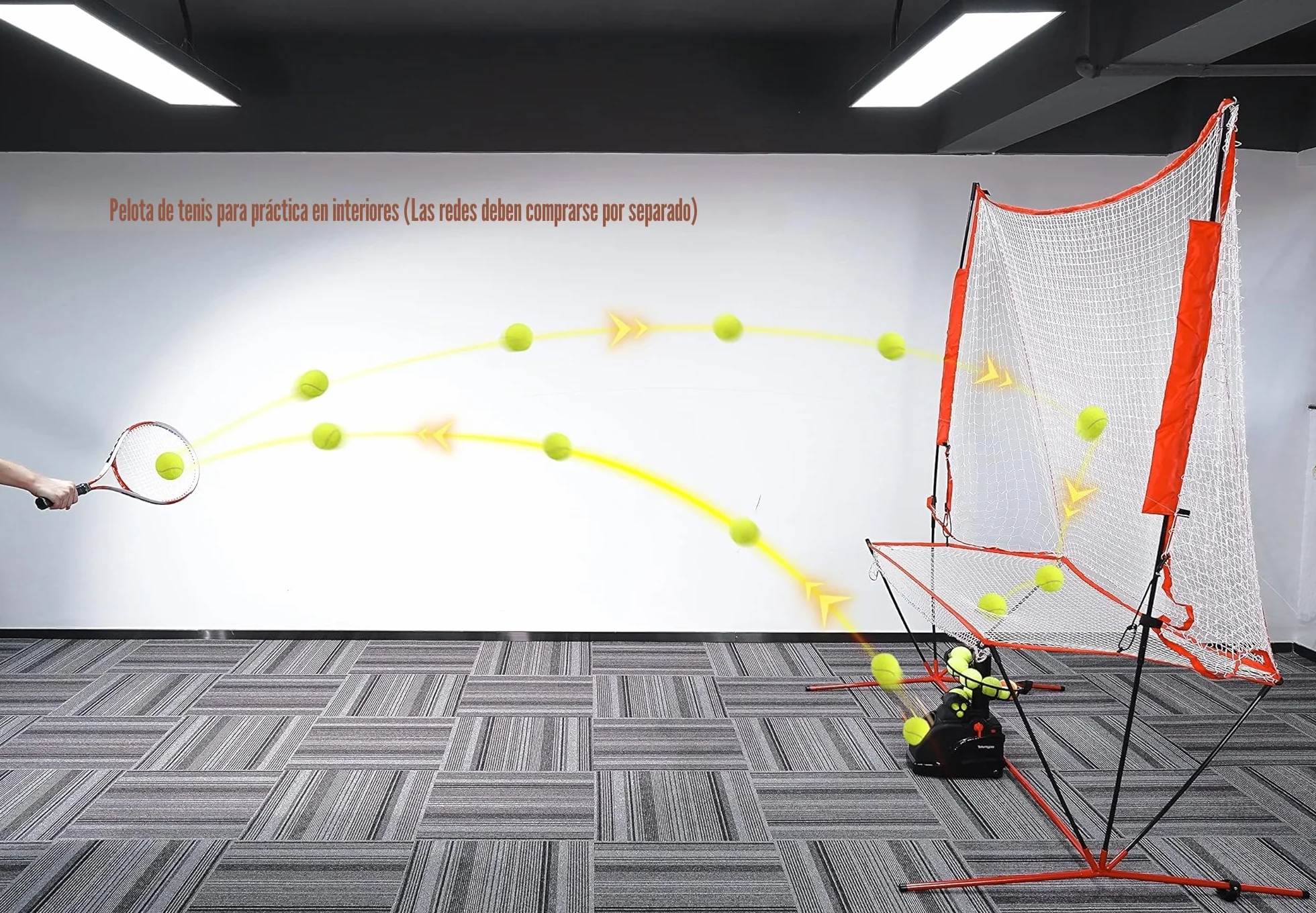 Entrenador Tenis Lanza Pelotas 3 LB, 10 Bolas, AC/Batería, USB