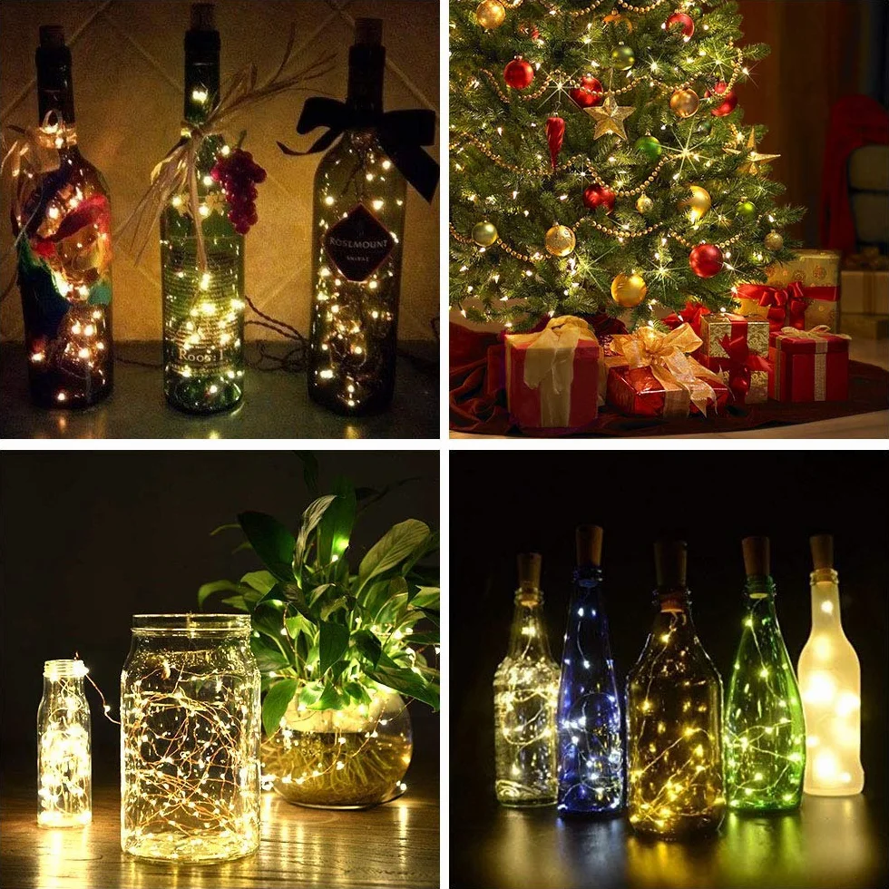 Vicloon Luces LED para Botellas 20 LEDs 2M Alambre de Cobre Cálidas Decoración Fiestas Hogar