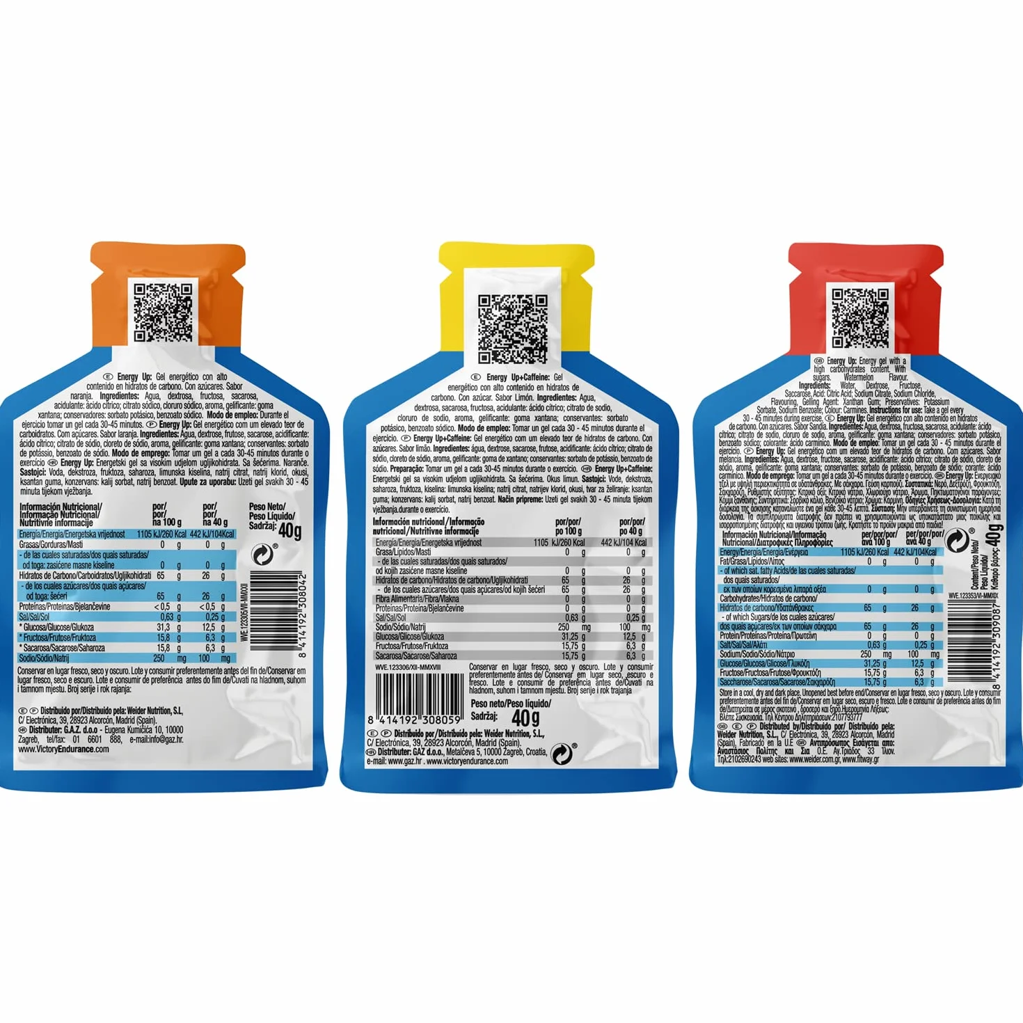 VICTORY ENDURANCE PACK 12x40g Energy Gel sin Cafeína Carbohidratos 2:1:1