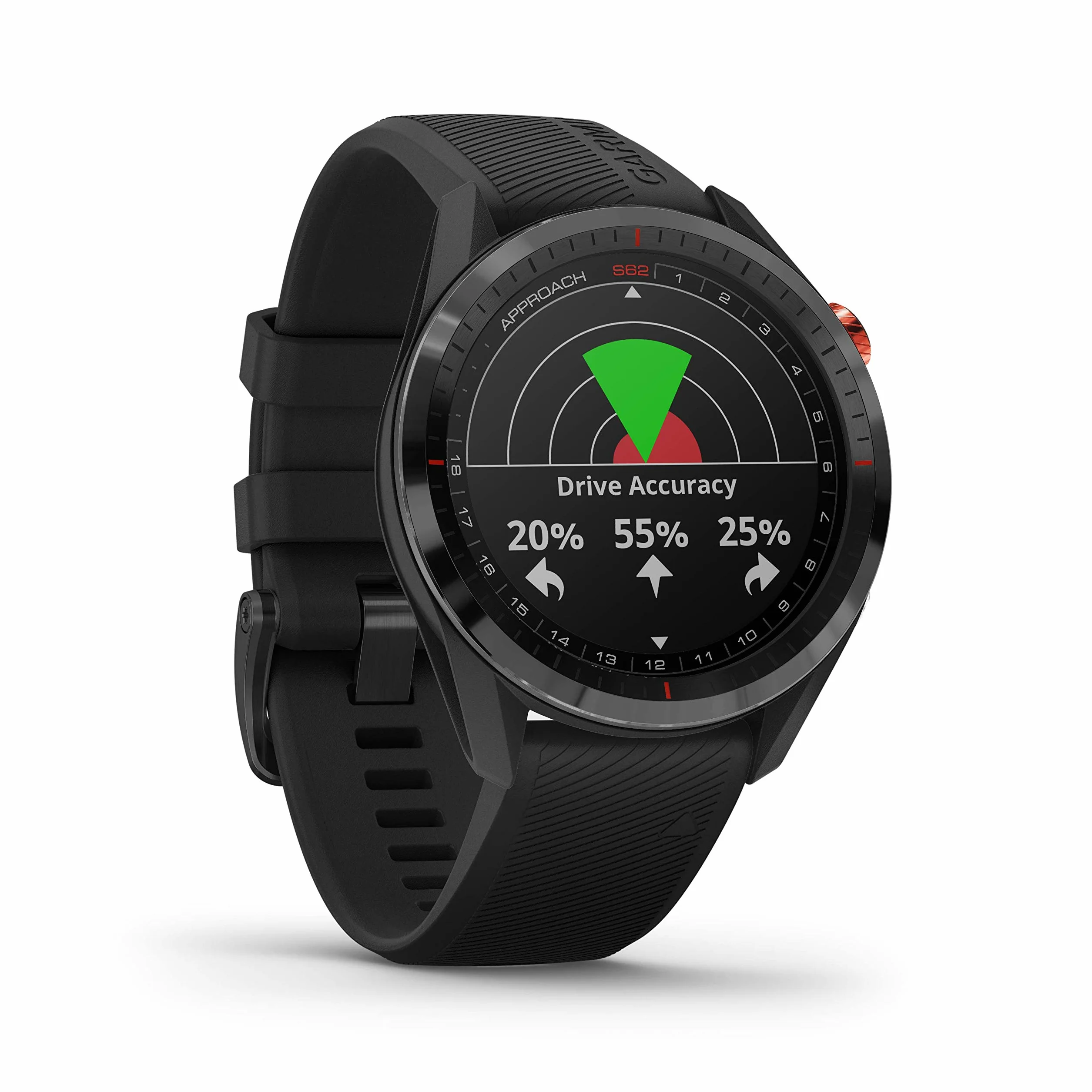 Garmin Reloj de golf Approach S62, reloj inteligente GPS premium, paquete de caja virtual integrado con sistema de seguimiento automático de palos CT10 de enfoque 3X + adaptador de carga USB + soporte