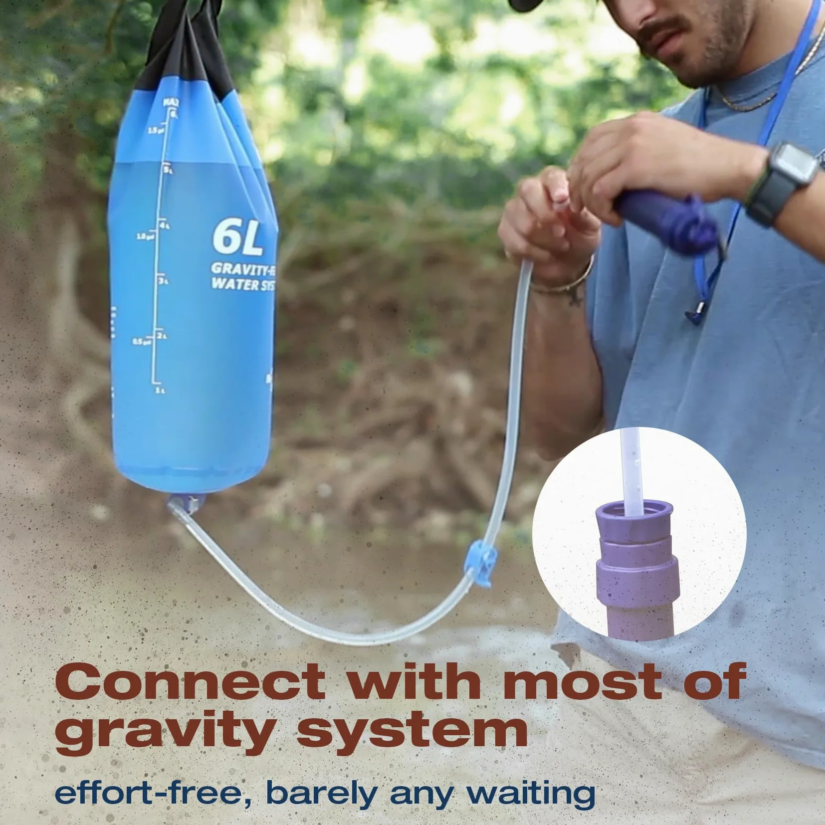 Membrane Solutions Filtro de agua WS02, filtro de agua portátil desmontable de 4 etapas de 0,1 micras para camping, purificador de agua de 5,000 L, equipo de supervivencia y equipo para senderismo,