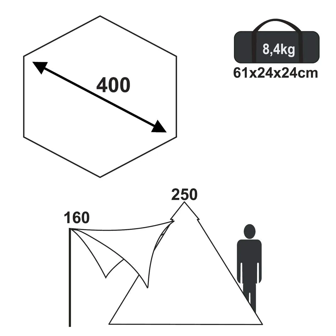 your GEAR Tienda Numana 400 Tienda tipi Familiar 4-6 Personas toldo para el Sol Altura de la Cabeza lámina Cosida para el Suelo Impermeable 5000 mm Gris Beige
