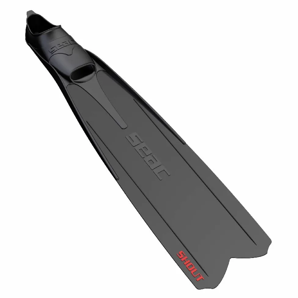 SEAC Shout - Aletas largas para adultos, para buceo, apnea y pesca submarina, color negro, 8-8.5