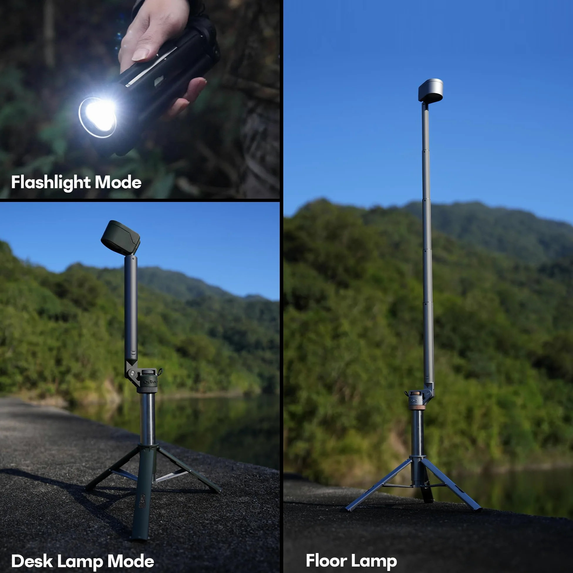 Outask TD2 - Linterna LED telescópica para camping, 1500 lm, ultrabrillante, luz portátil todo en uno, base de trípode magnética, CRI 90 atenuación continua/CCT (2000 K-7000 K), IPX7 impermeable
