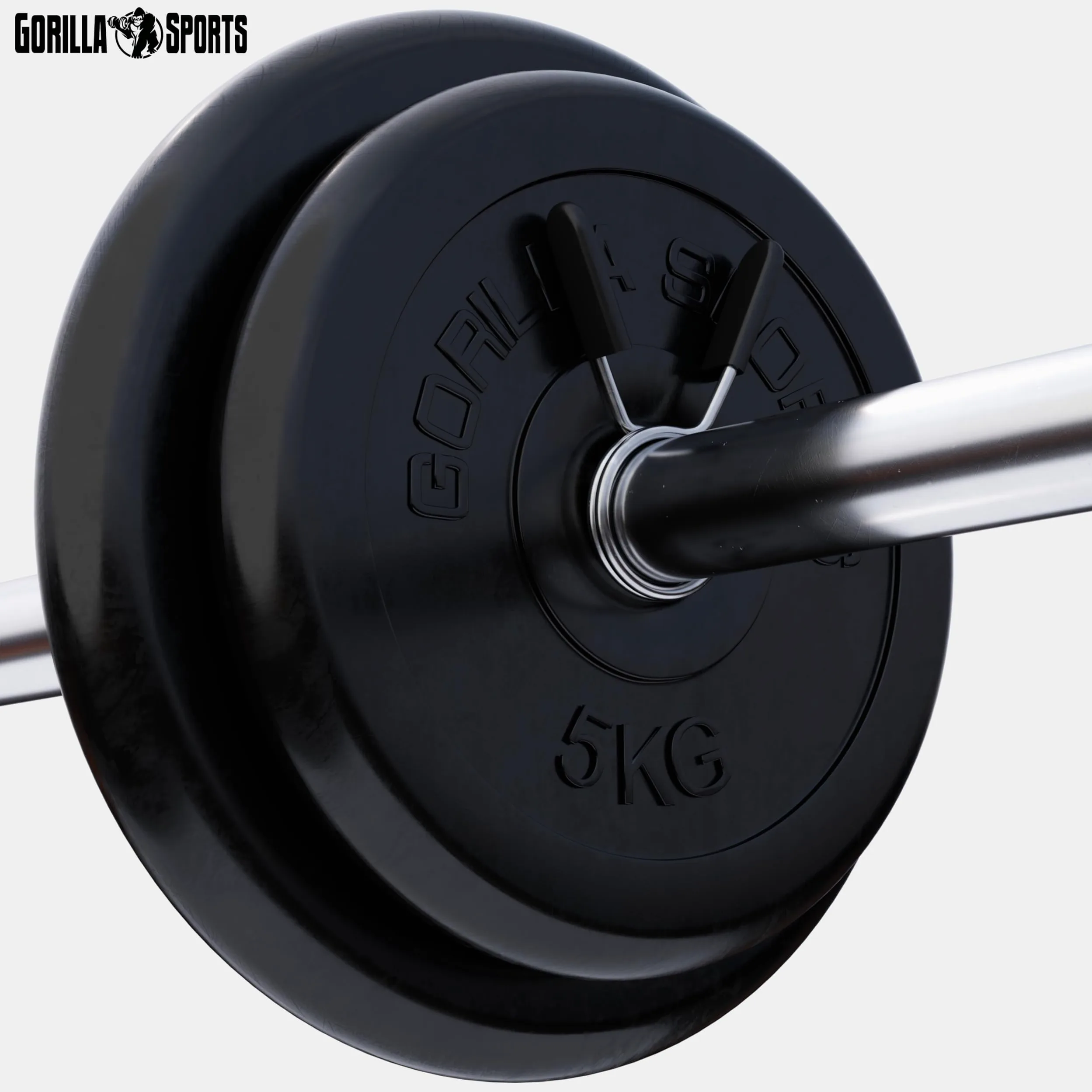 Gorilla Sports - Juego de discos de pesas (2 x 10 kg, 2 x 5 kg, recubiertos de goma)
