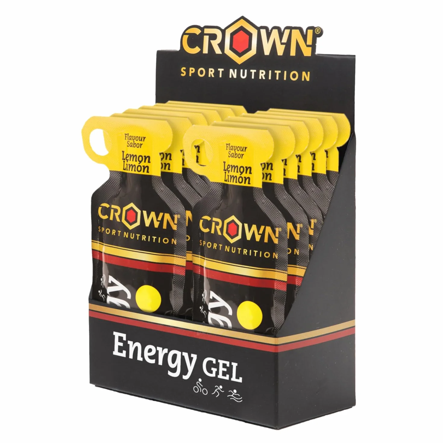 Crown Sport Nutrition Energy Gel Carbohidratos BCAA Arginina Taurina Electrolitos Vegano Sin alérgenos