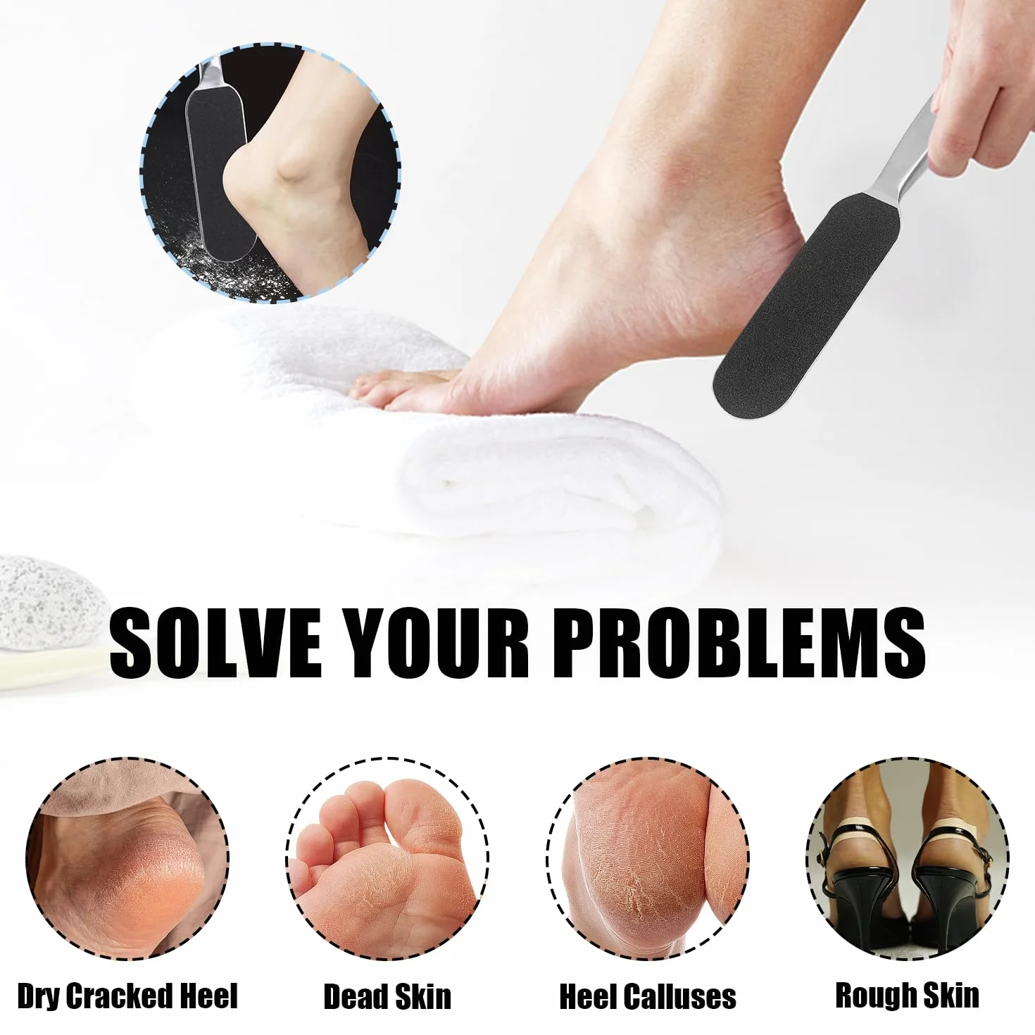 Removedor de Callos Acero Inoxidable Doble Cara para Pies Pedicura