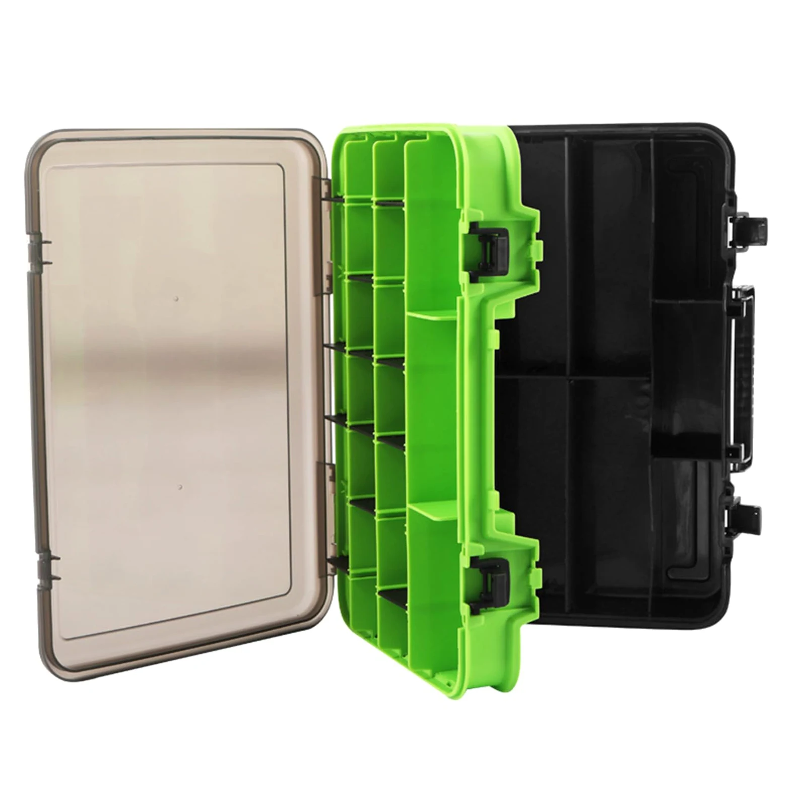 Caja de aparejos con múltiples compartimentos, doble capa, señuelos de pesca, cebos, gancho, caja de almacenamiento de accesorios de pesca, organizadores de equipo