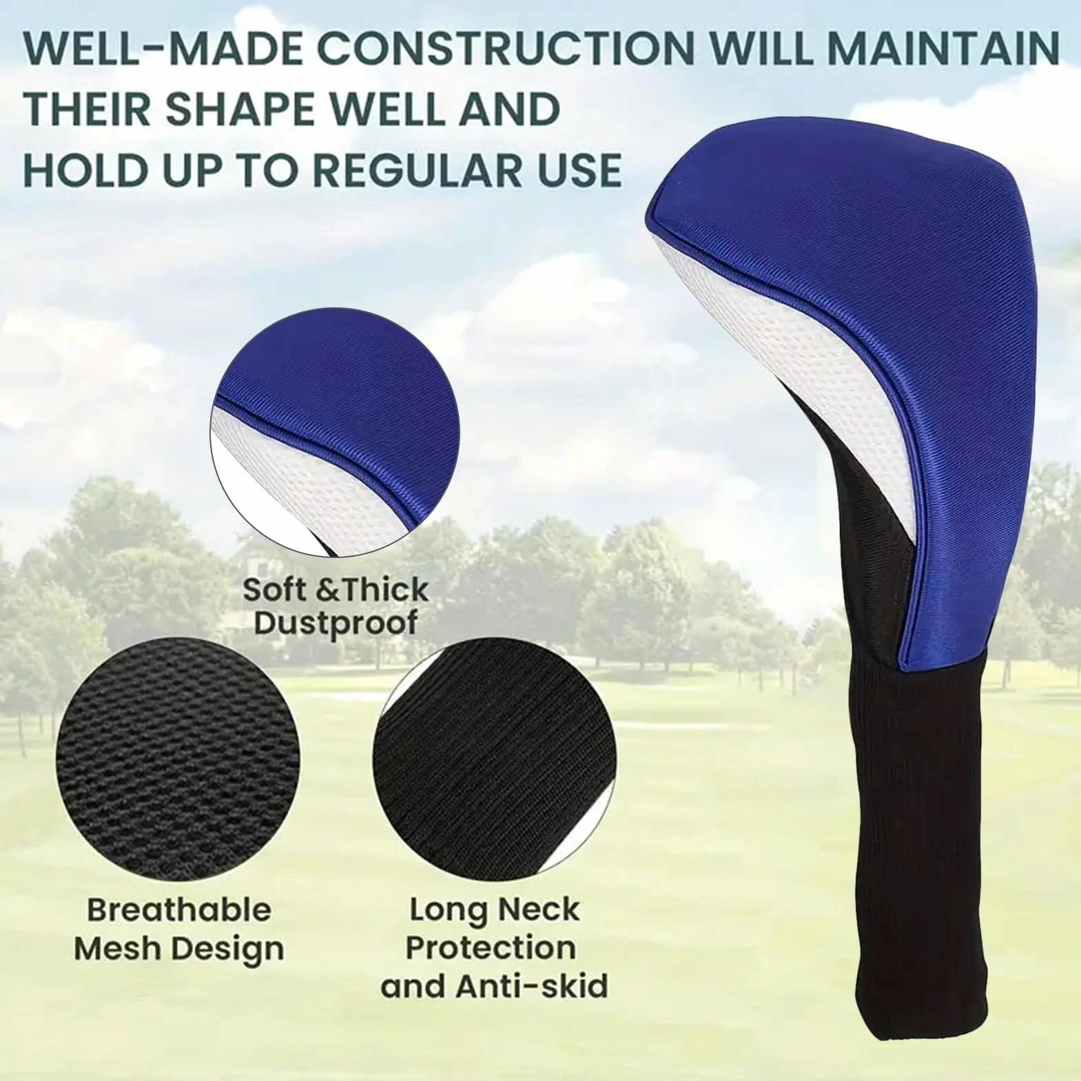 Juego de fundas protectoras para palos de golf, 3 piezas, diseño de cuello largo, para competición, viajes y entrenamiento al aire libre