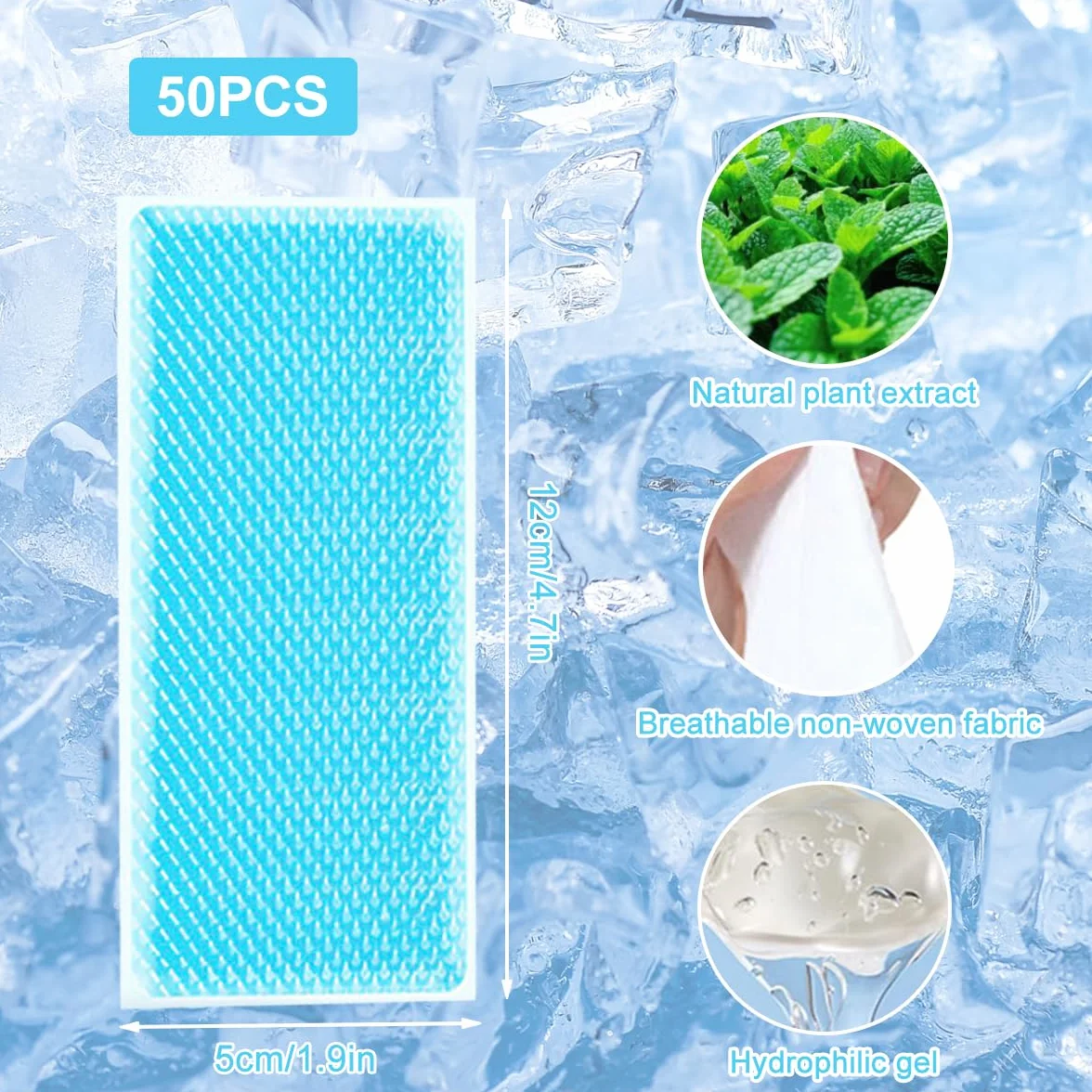 50 Piezas Parches de Gel Refrescante para la Fiebre y Fatiga