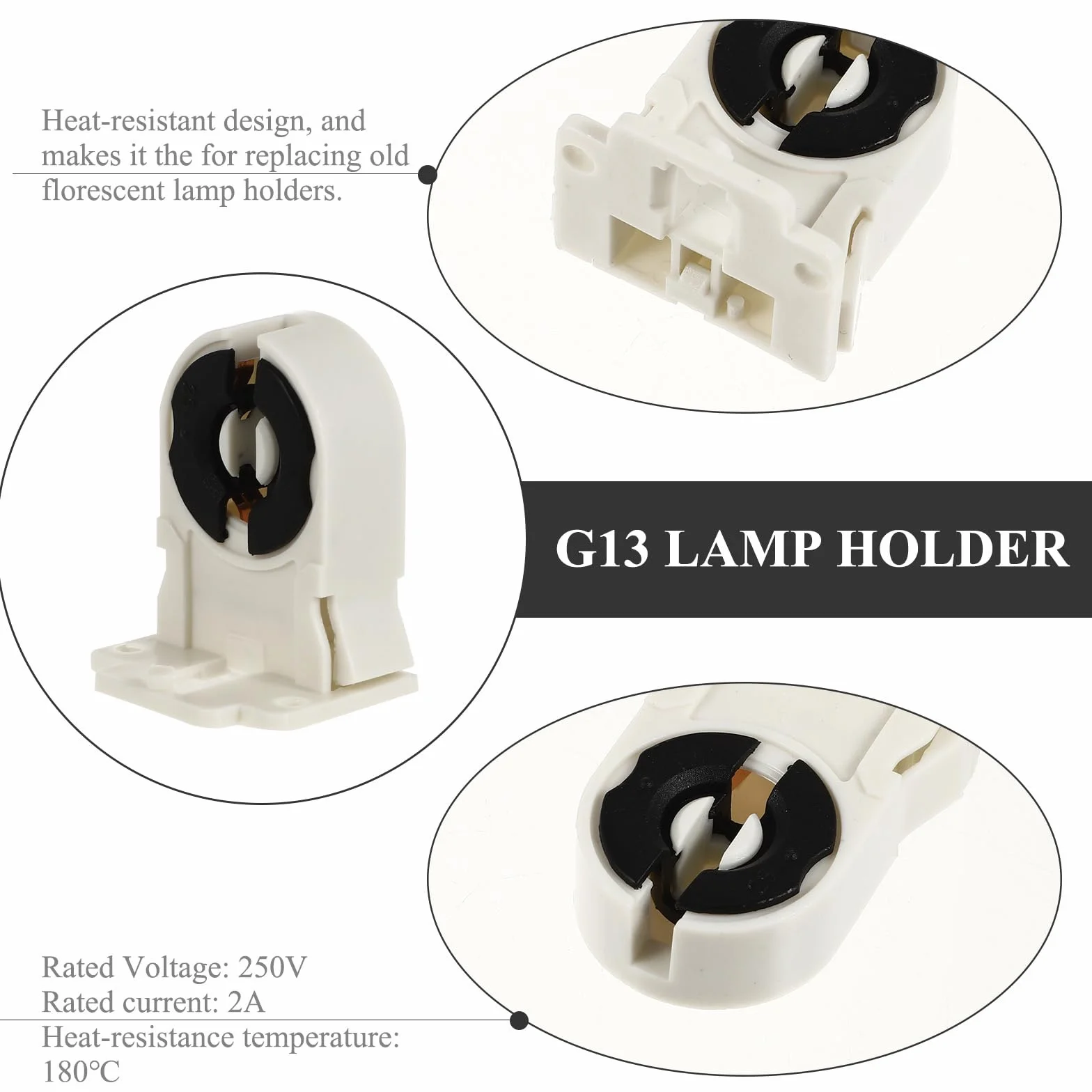 Homoyoyo Soportes para Lámparas Fluorescentes T8, Clips para Tubos Fluorescentes, Portalámparas Blanco, No Puente