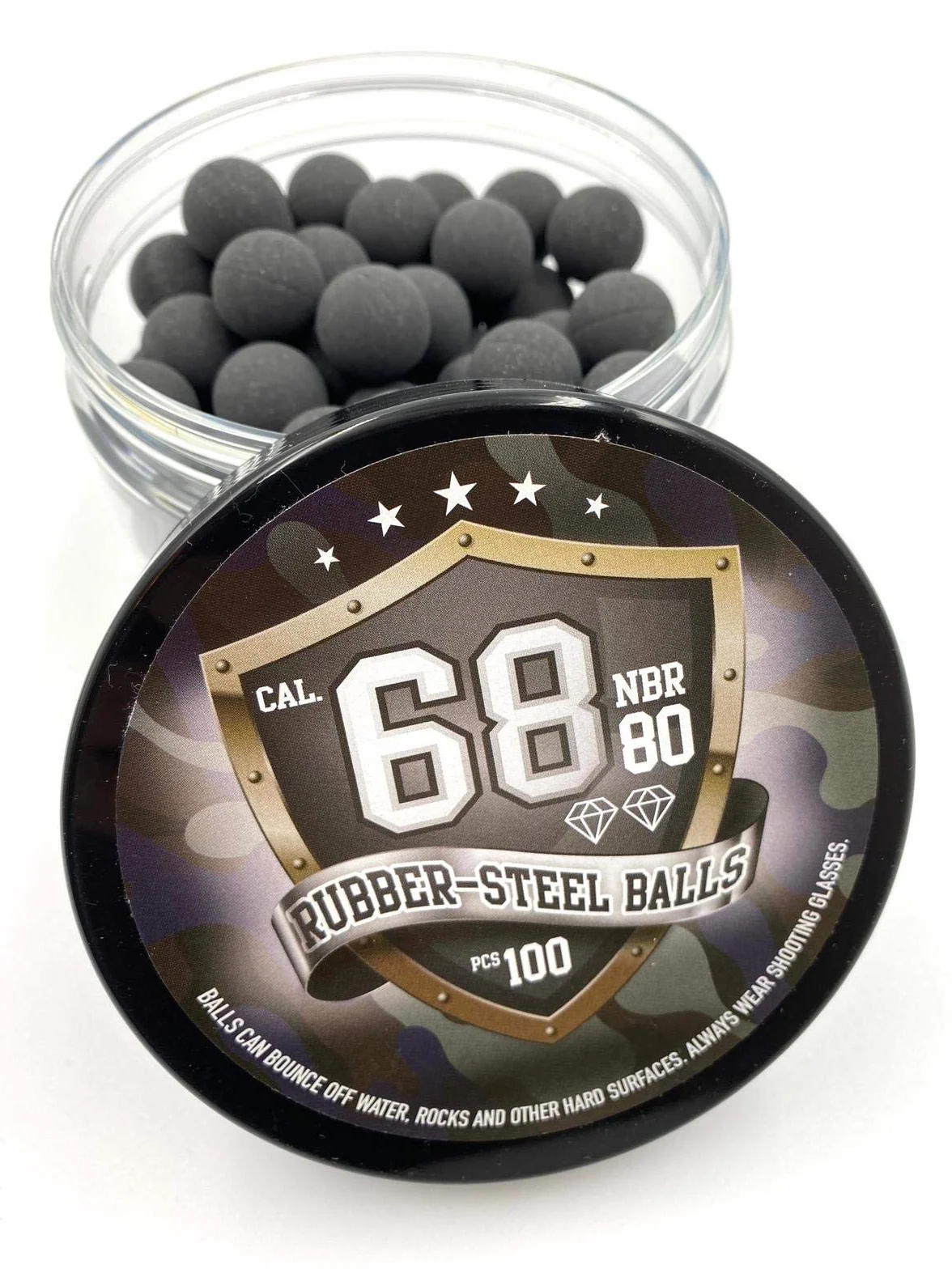 Bolas de Goma Maciza SSR 100 Calibre .68 Paintball Rubberballs HDS SG 68 T4E
