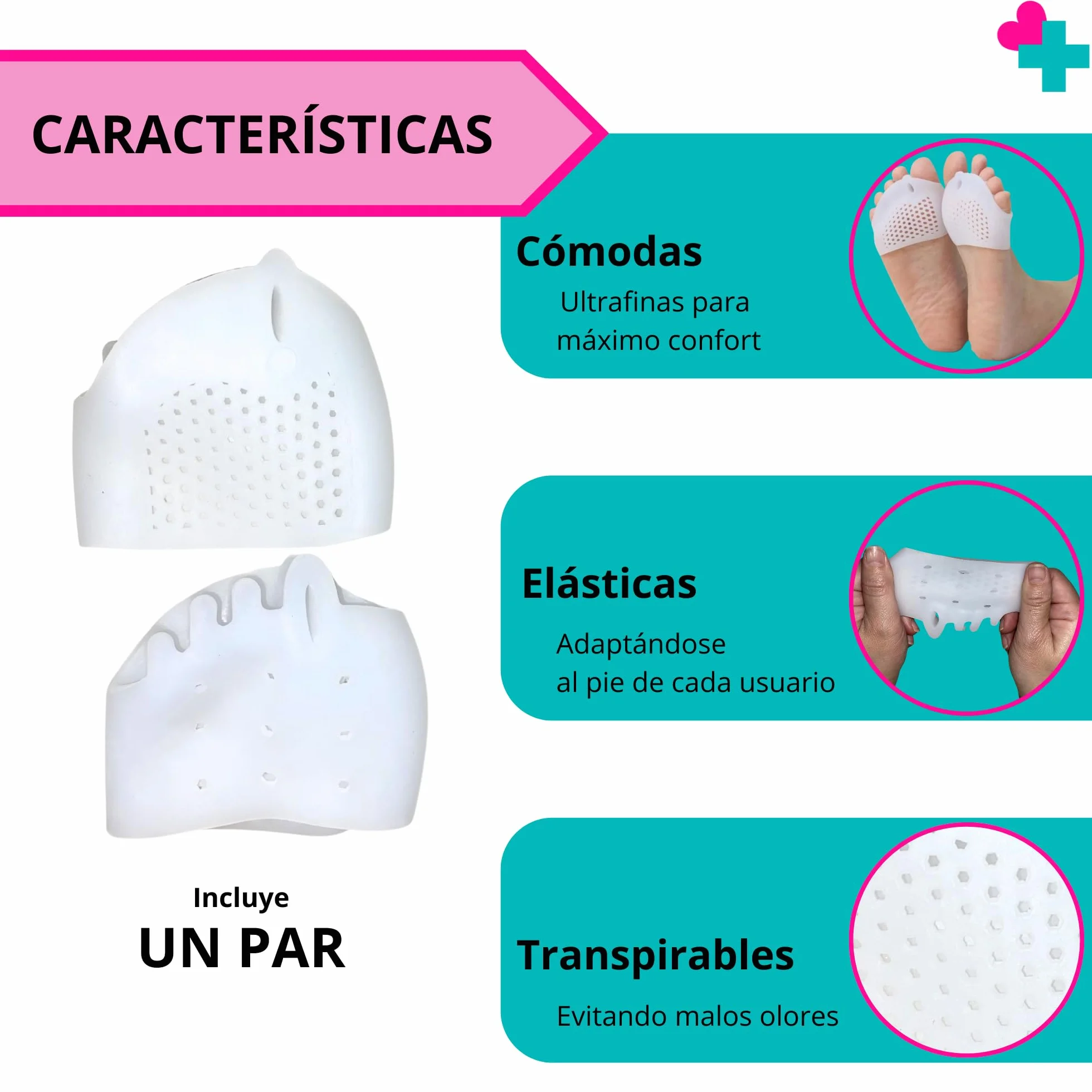 Separador Cinco Dedos del Pie con Almohadilla Metatarsal Corrector Juanetes Dedos Martillo