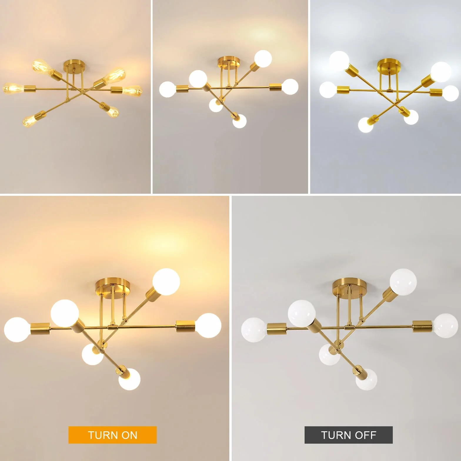 Delipop Lámpara de Techo Industrial 6 Luces E27 Orientable 180°