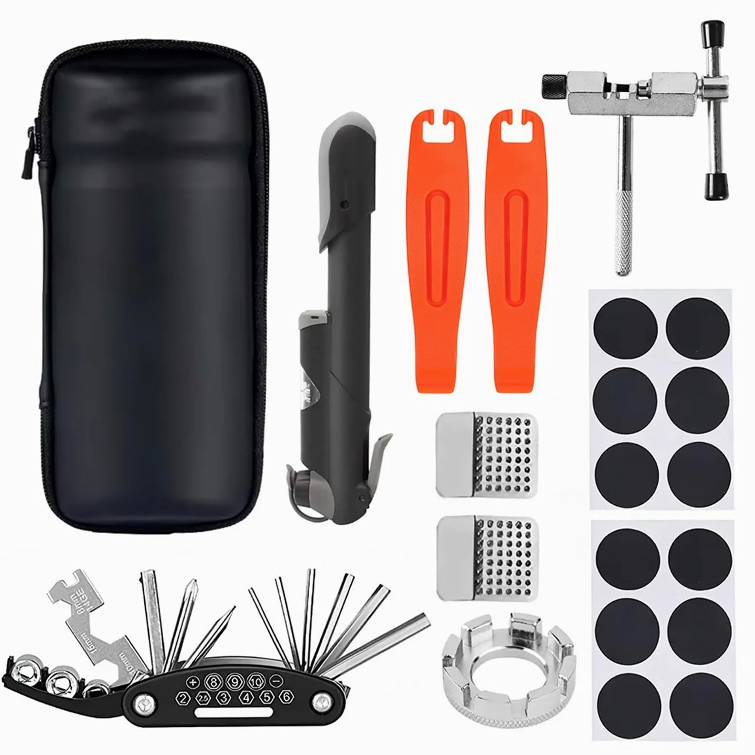 Kit Portátil De Reparación De Pinchazos De Neumáticos De Bicicleta, Multiherramienta Con Bomba De Aire Y Bolsa De Almacenamiento For Mantenimiento De Ciclismo(Set3)