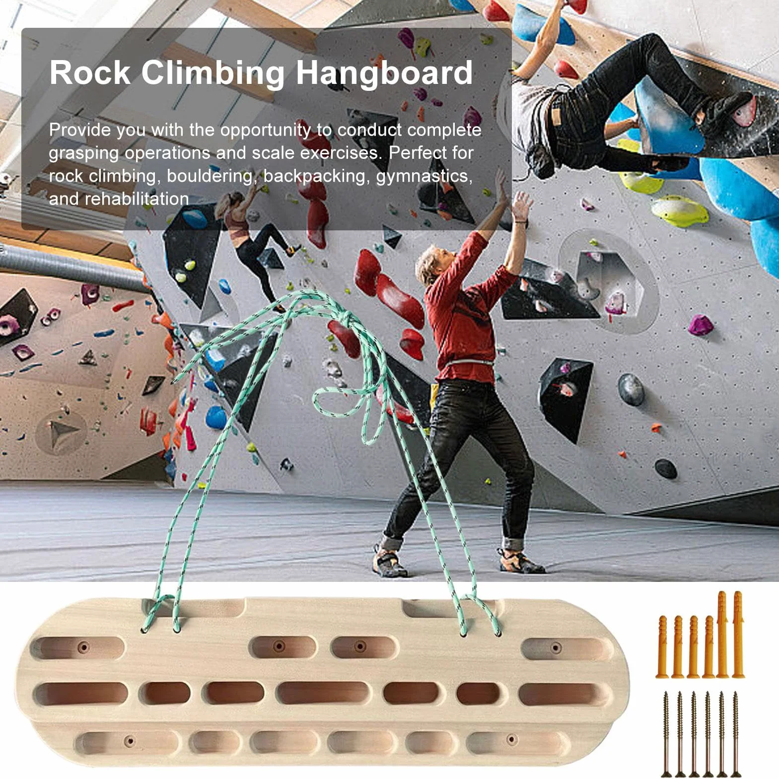 Hangboard Escalada, Tabla Colgante para Escalada, Equipo de fortalecimiento de Manos para Ejercicios en Interiores, dominadas, Entrenamiento de Brazos