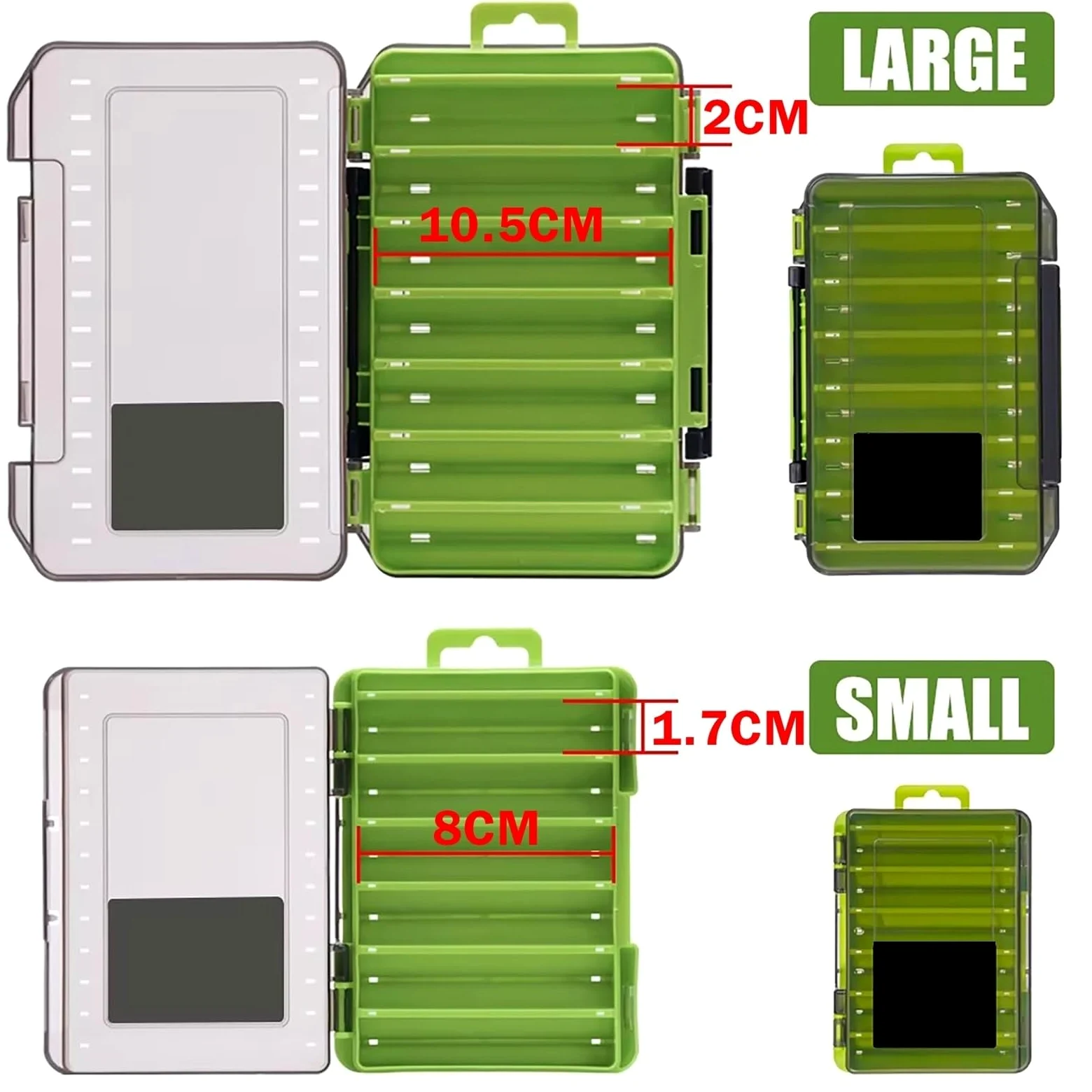 Caja de aparejos de doble cara, organizador de pesca compacto para señuelos, anzuelos, cebos y guardarropa con interior de espuma, ideal para optimizar tu equipo de pesca