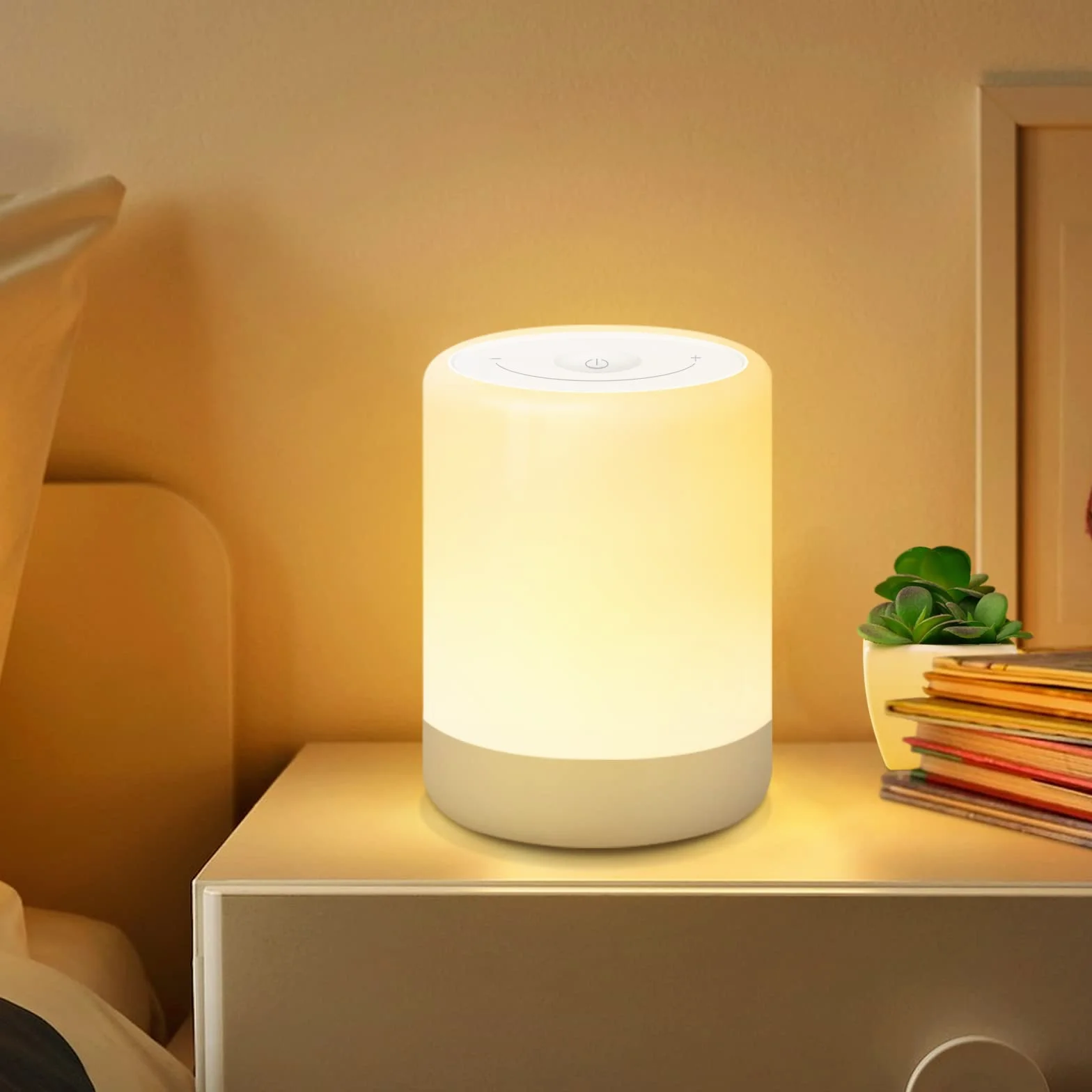 SOLIDEE LED Luz Nocturna Infantil, Lampara Bebe Regulable Táctil Recargable USB, 7 Modos Color