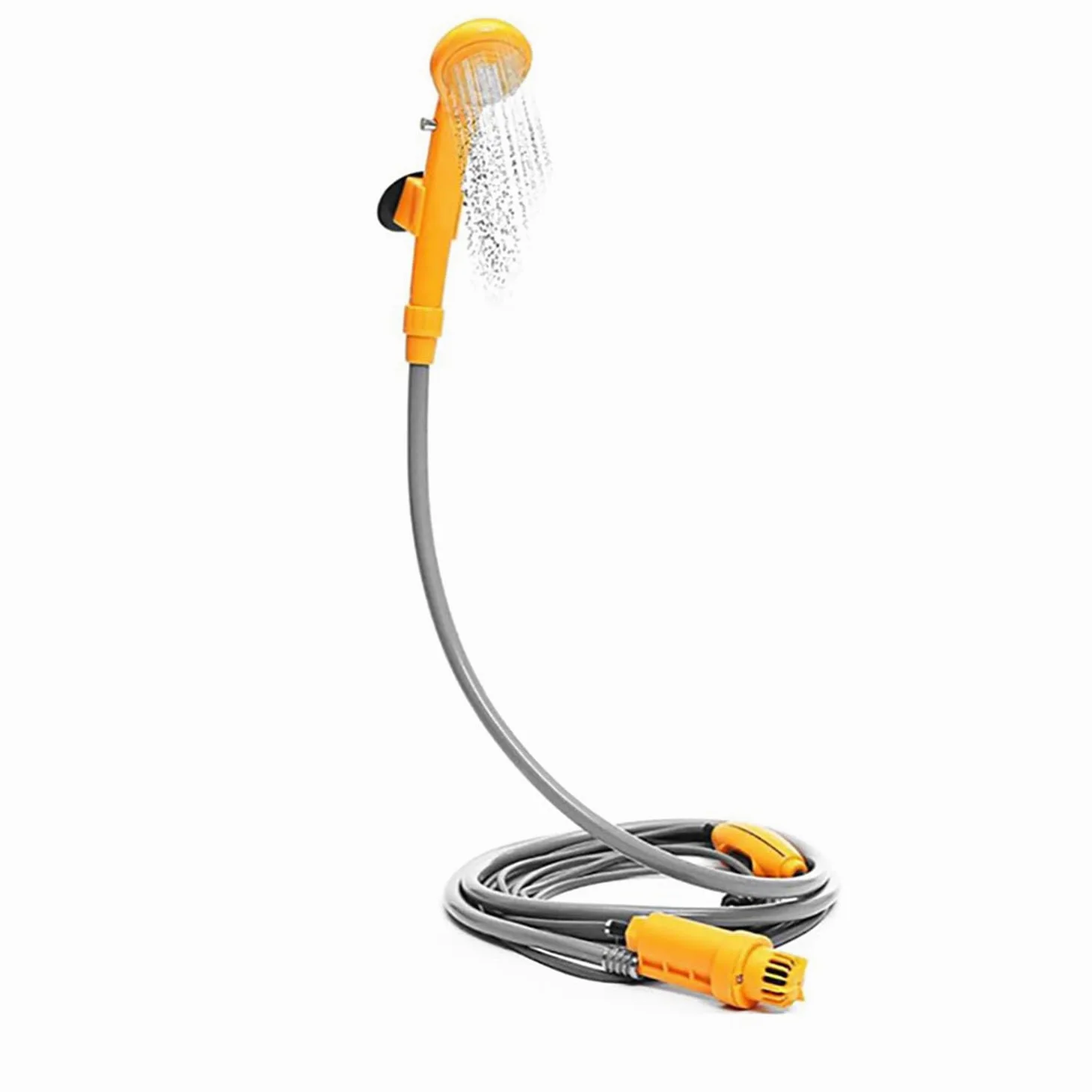 Riloer kit de ducha portátil para exteriores, duchas portátiles de camping de 12 V con bomba de agua, cable de 5 metros con toma de mechero, máximo 7 litros de agua por minuto compacto