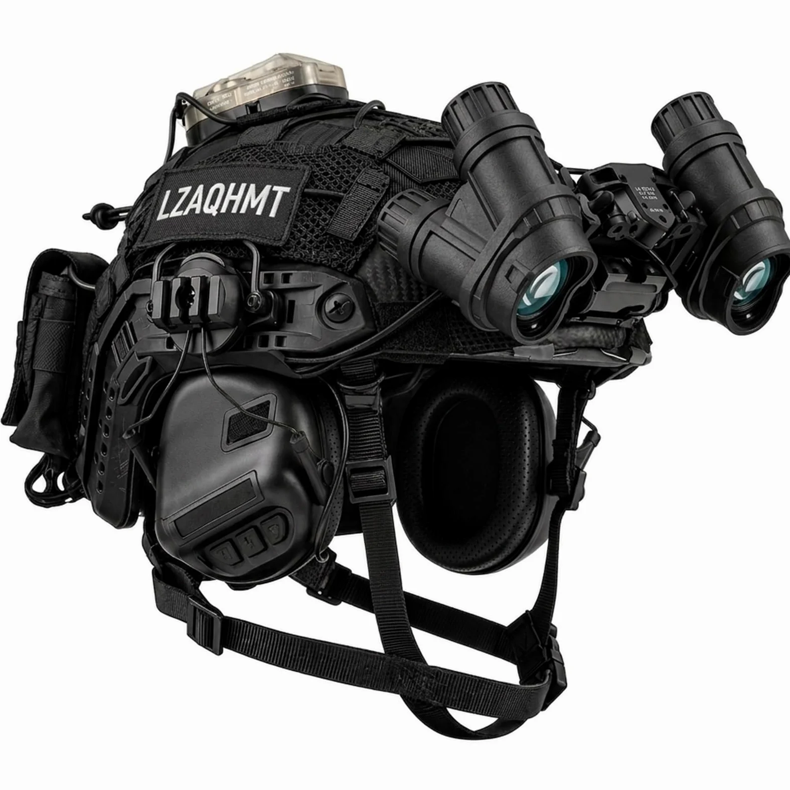 Set táctico 7 en 1 para Casco Airsoft con Funda y Auriculares | Visor nocturno falso con soporte, luz de señalización bolsa contrapeso para cosplay entrenamiento militar de tiro