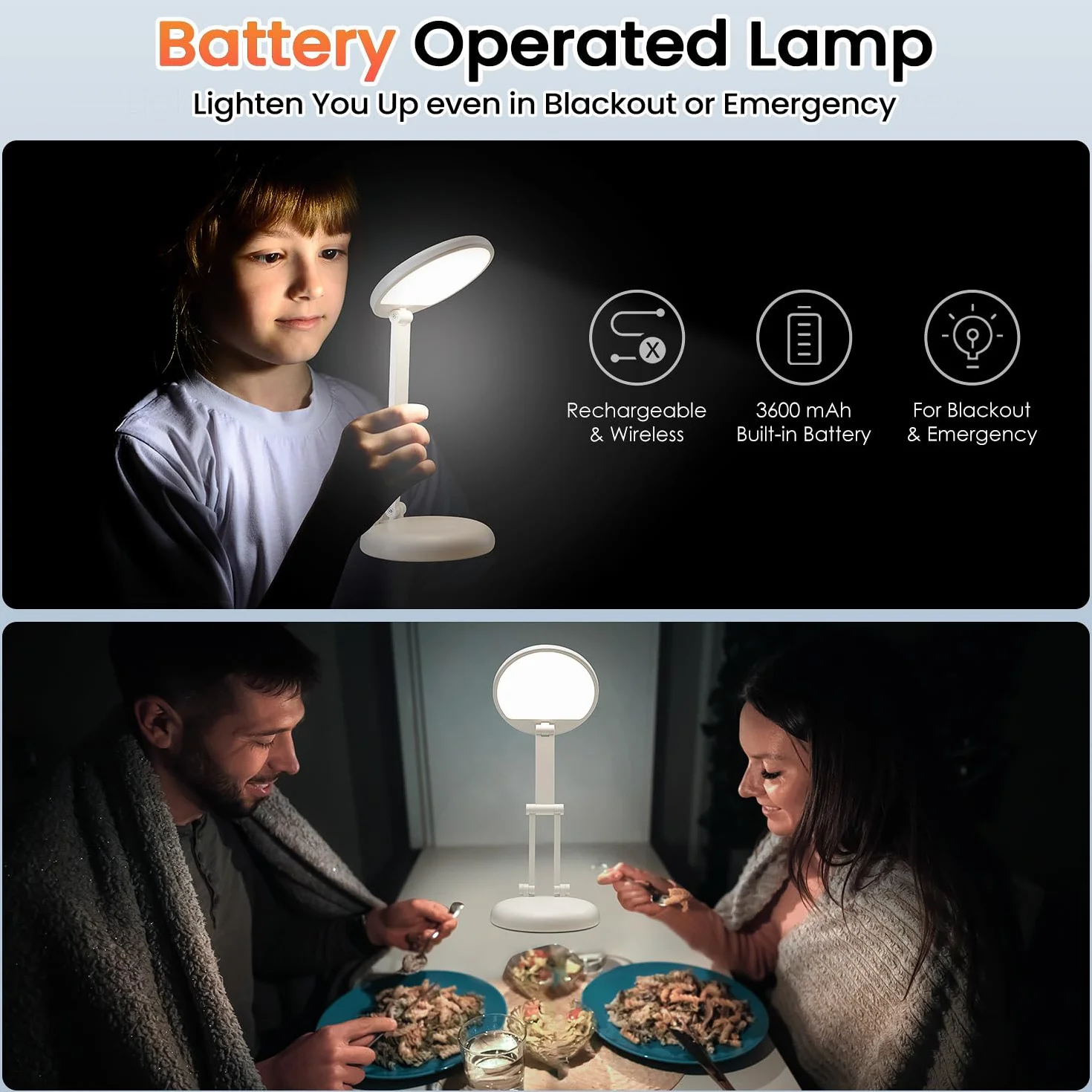 One Fire Lampara Escritorio LED Portatil Plegable 3600mAh 10 Brillo 1000 LM Luz Lectura