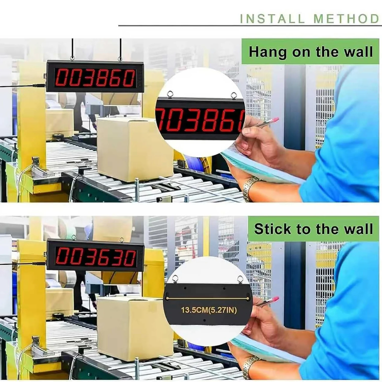 Contador digital con pantalla LED, distancia de inducción ajustable para aplicaciones de cinta transportadora y línea de producción