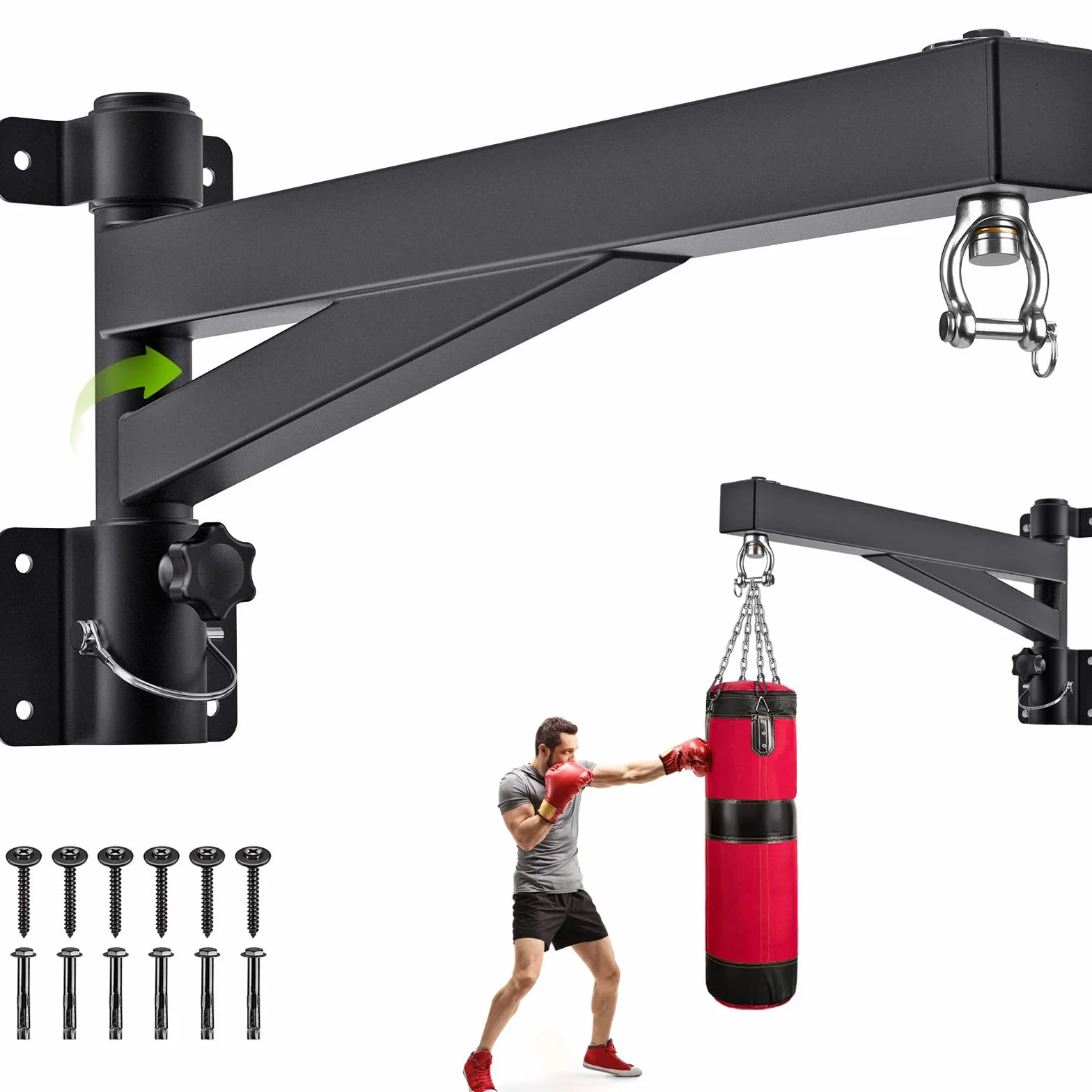 BeneLabel Soporte para Saco de Boxeo, Soporte para Colgar en la Pared, Soporte Pesado con RotacióN Silenciosa para Gimnasio en Casa, Interior Y Exterior, Ejercicio de Boxeo