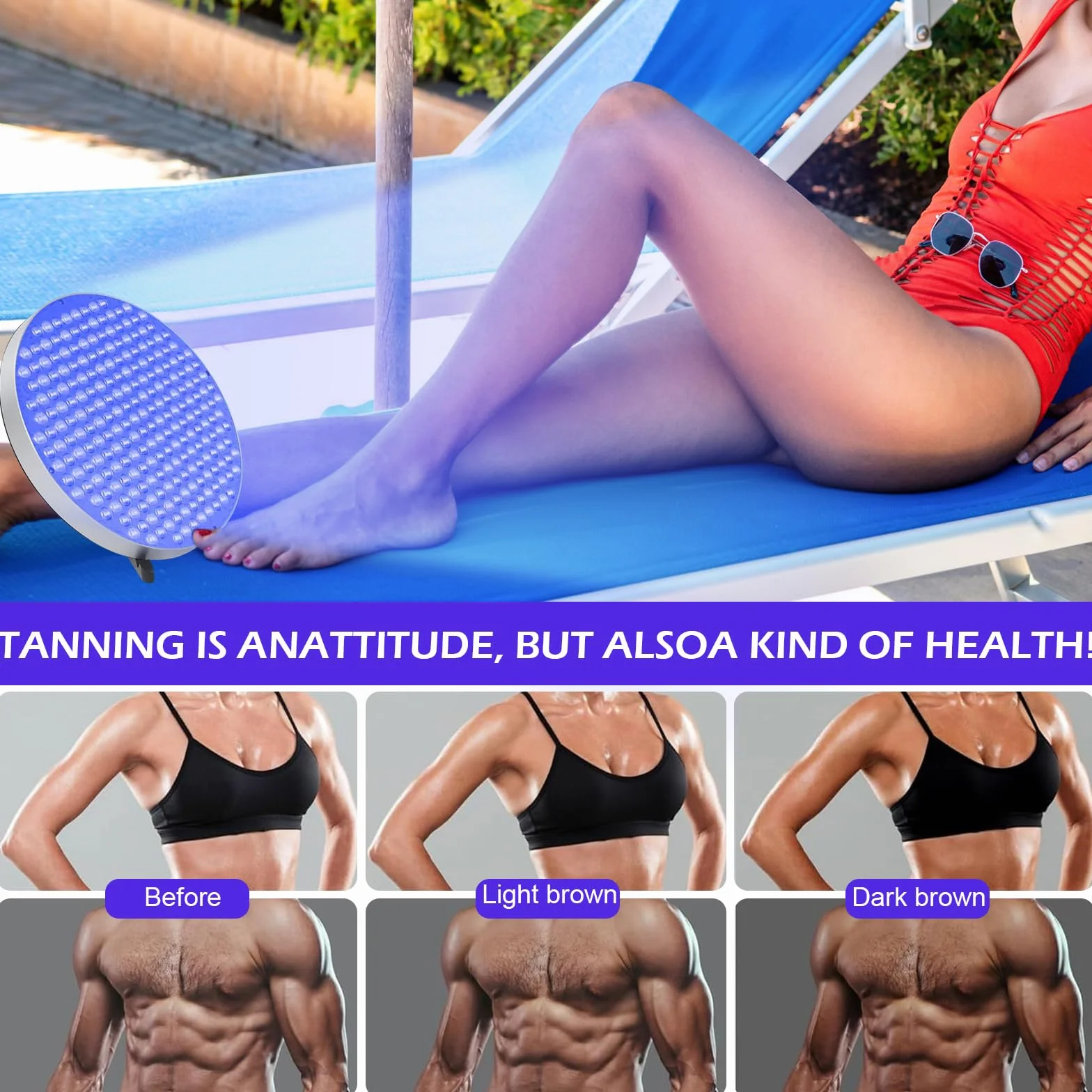 Solarium para el hogar lámpara de bronceado 250 LED 50 W bronceador facial cuerpo y cara plata con gancho