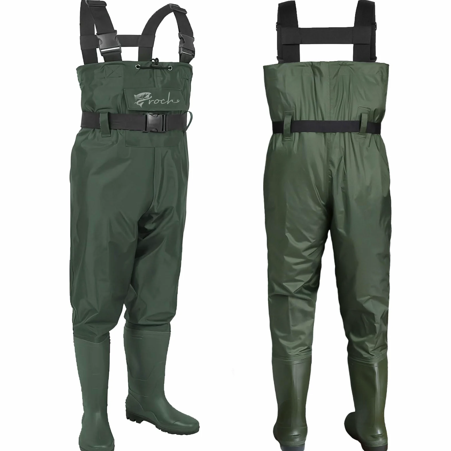 Croch Pantalones de vadeo para hombre y mujer, impermeables, con botas de goma, ideales para pesca y actividades al aire libre