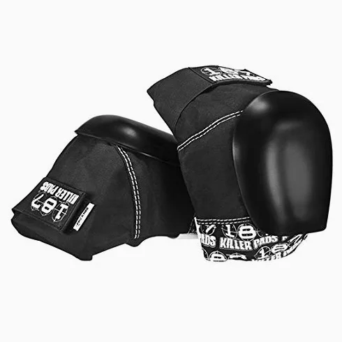 187 Rodillera Pro Negro/Blanco con Recap Negro (M)