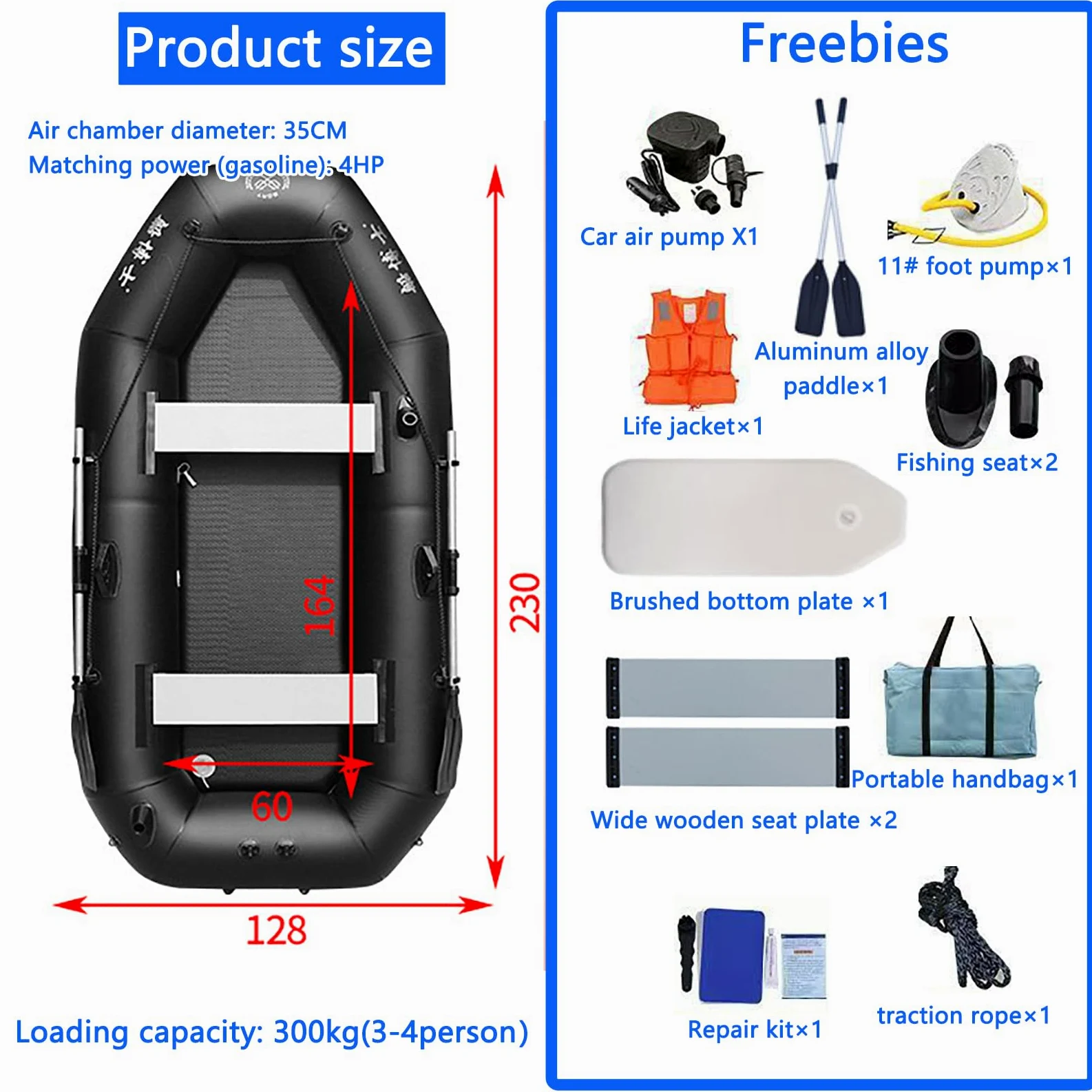 Kayak inflable de pesca con bote – Capacidad para 1 persona, soporta hasta 148 kg, perfecto para lagos, ríos y aventuras marinas