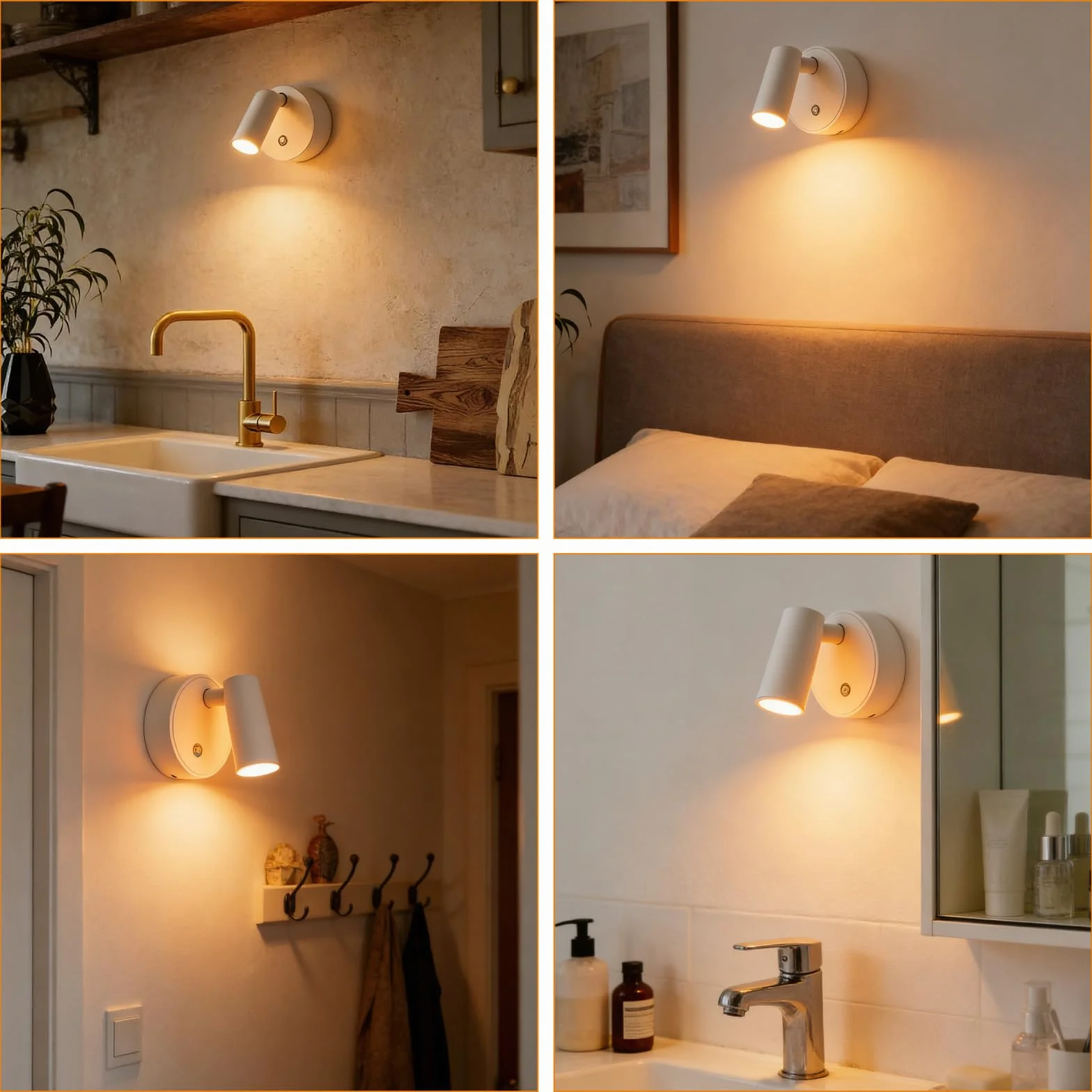 Focos LED para interiores con mando a distancia, 3 temperaturas de color, recargables, regulables, blanco