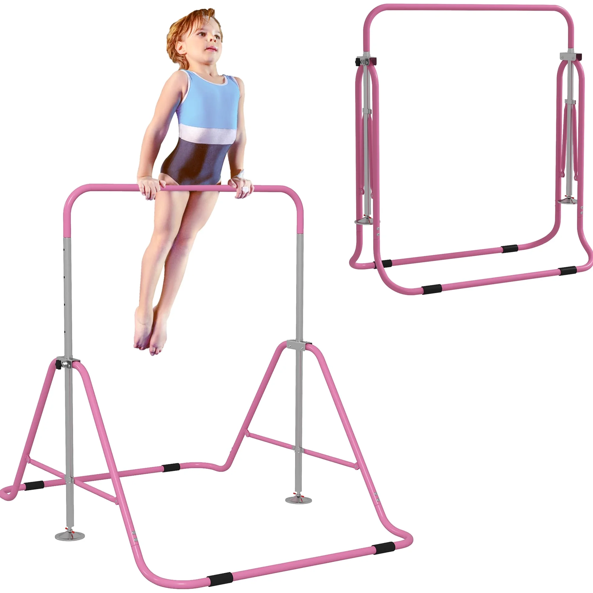 HOMCOM Barra de Gimnasia Artística Plegable, Altura Ajustable para Entrenamiento en Casa