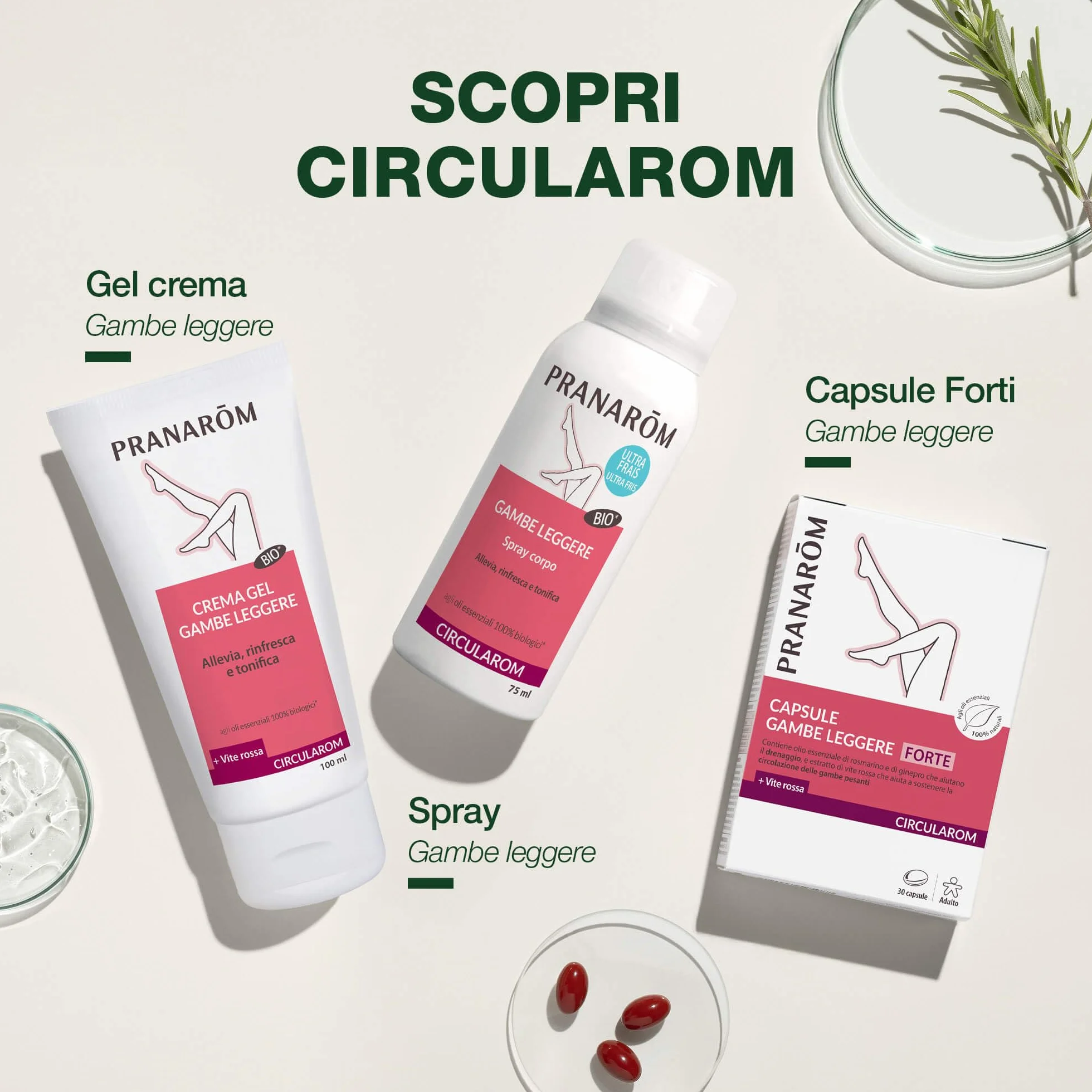 PRANAROM Circularom Gel Crema Bio Aceites Esenciales Cade Menta Campo Geranio 100ml