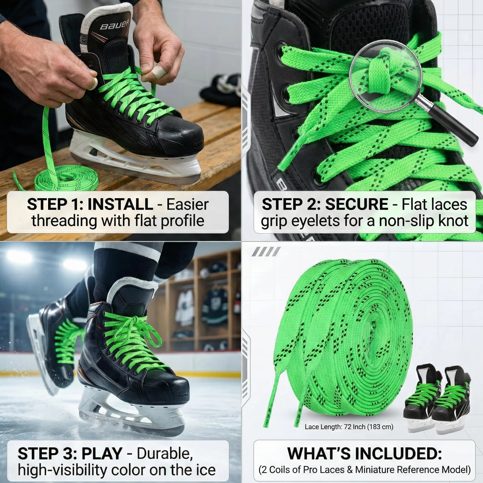 Cordones De Hockey sobre Hielo Verdes 244cm Cordones Planos Encerados Antideslizantes para Patinaje sobre Hielo Y Hockey En Línea, Cordón De Skate Encerado Resistente Al Agua