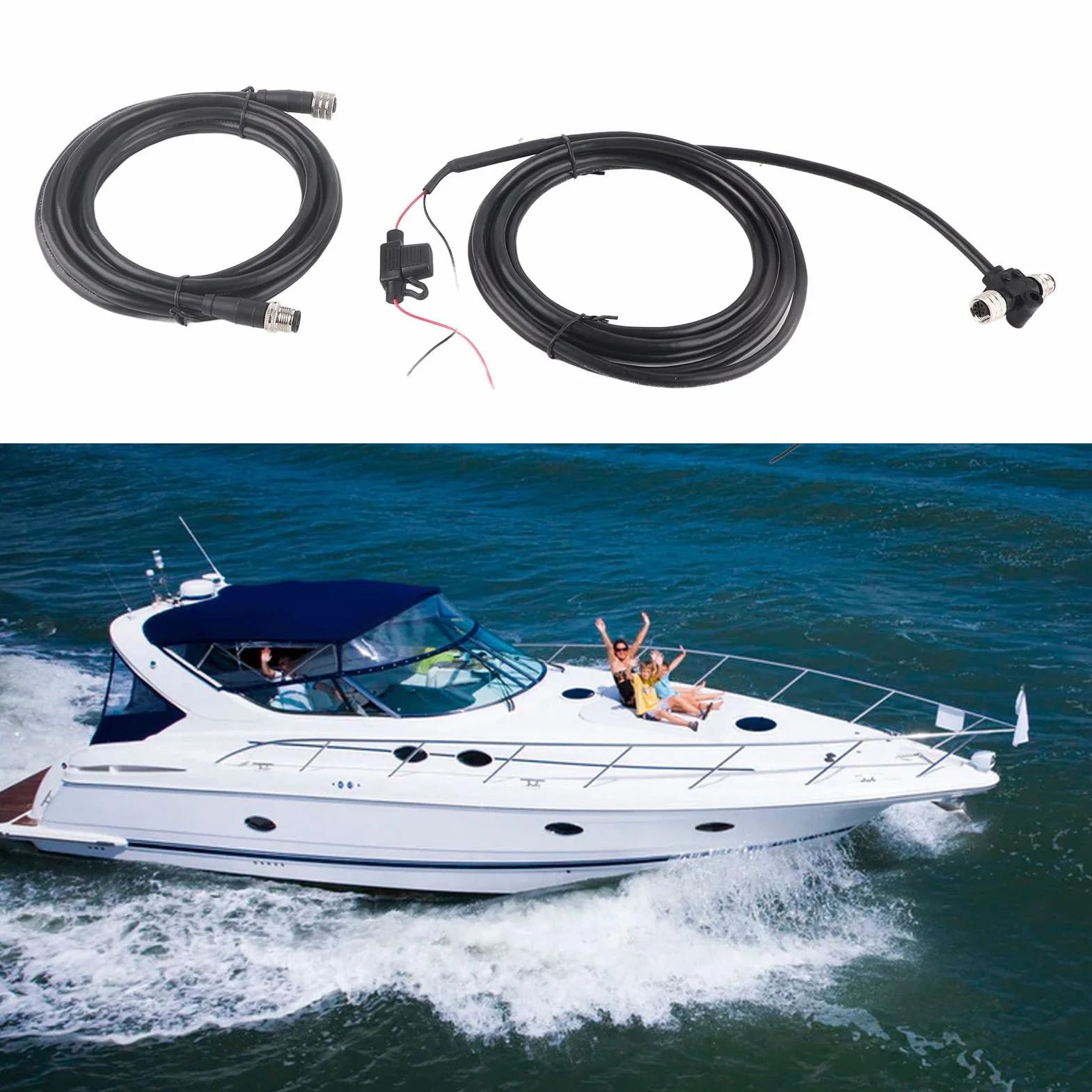 NMEA2000 Kit de iniciación con conector T + cable de alimentación + resistencia macho hembra + adaptador de 3 puertos IP67 resistente al agua para redes