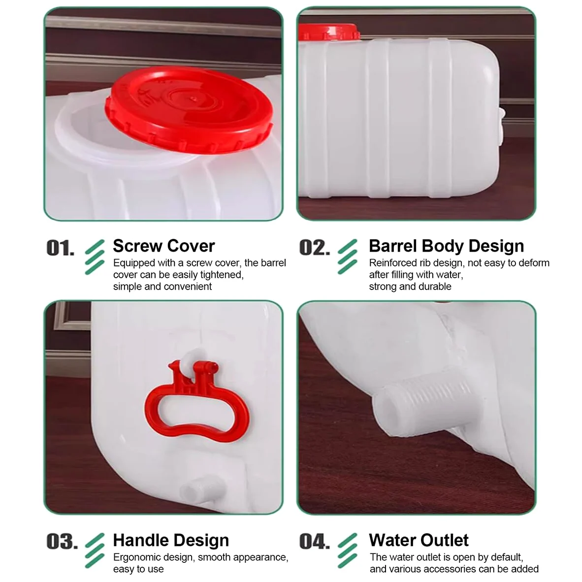 Depósito de agua de plástico de grado alimenticio de 25L/35L/50L/80L/110L/200L, contenedor de agua de lluvia grueso con grifo, solución rectangular de almacenamiento de agua para el hogar (tamaño 35L)