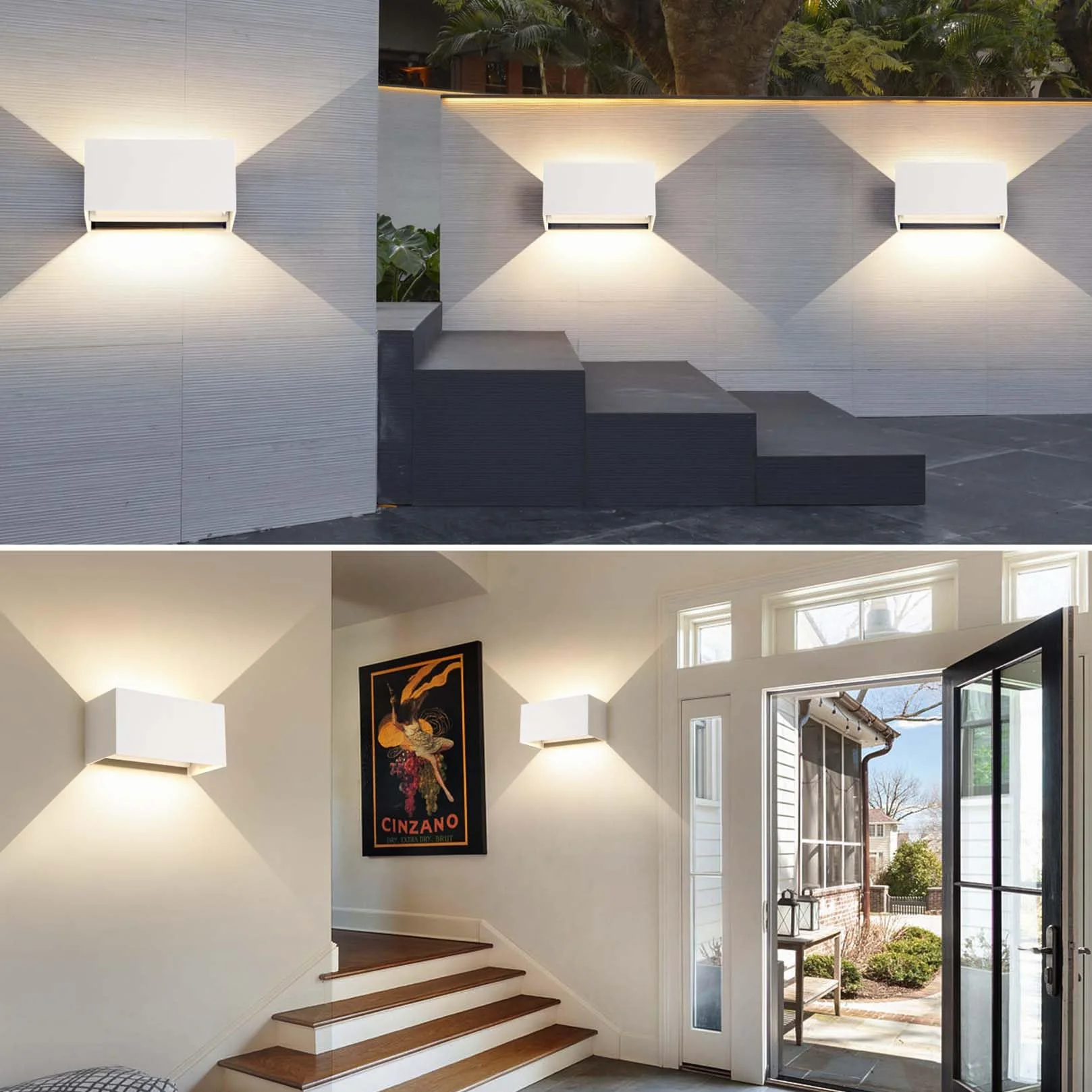 FUPE 25W LED Aplique Pared Exterior Interior IP65 Impermeable Apliques Pared Exterior Lámpara de Pared Aluminio Moderno Aplique Blanco 3000k Luz Cálida, Ángulo de luz Ajustable, Fácil de instalar