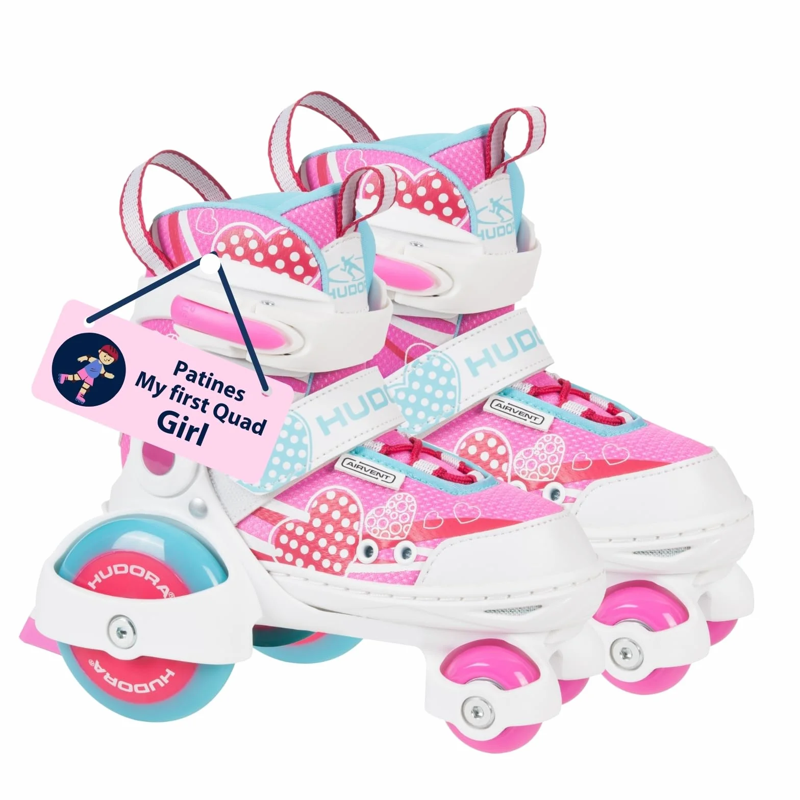HUDORA Roller Skates My First Quad Patines para niños Ajustables hasta 20 kg Ruedas Grandes