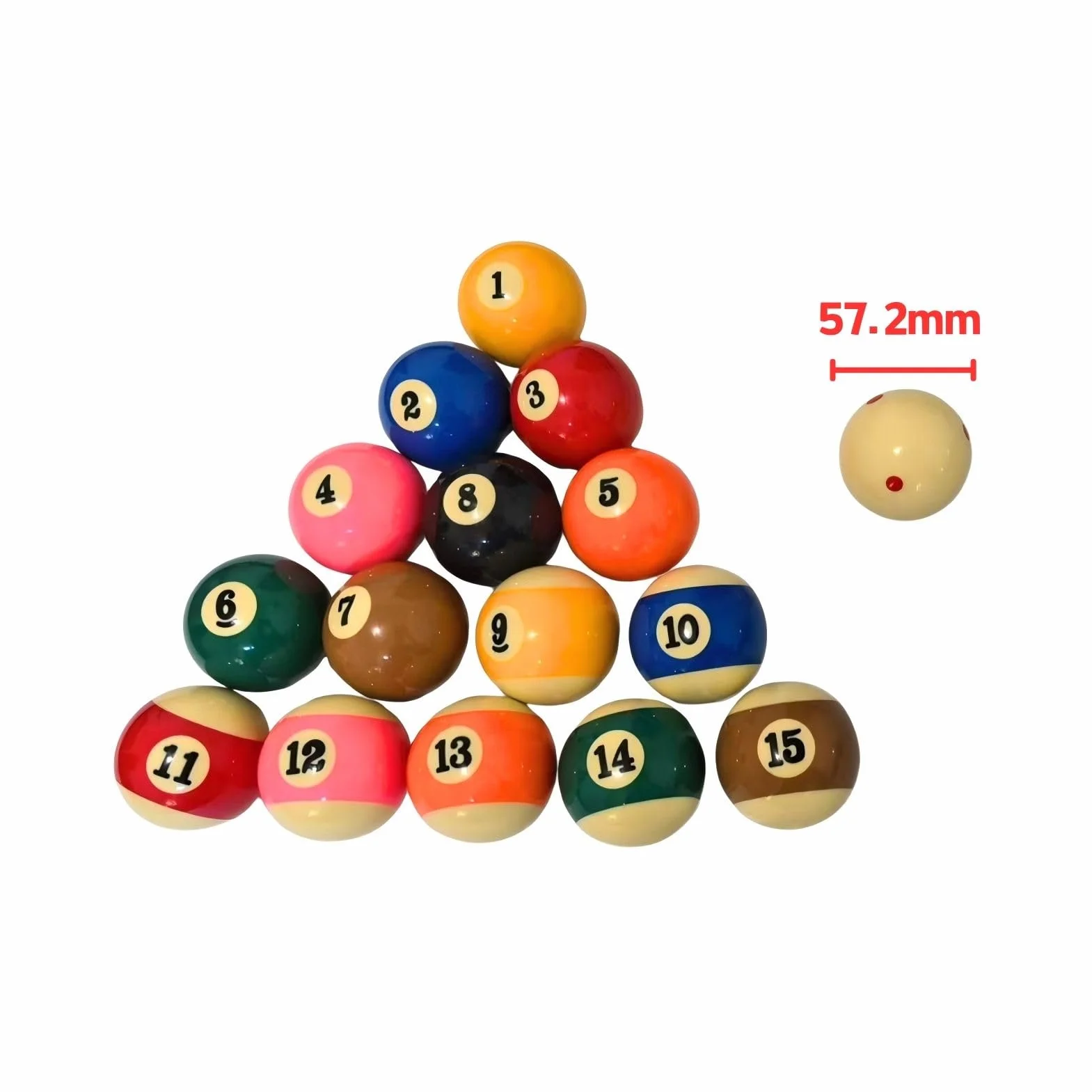 Juego de Bolas de Billar 57,2 mm 16 Piezas Resina Standard para Competición