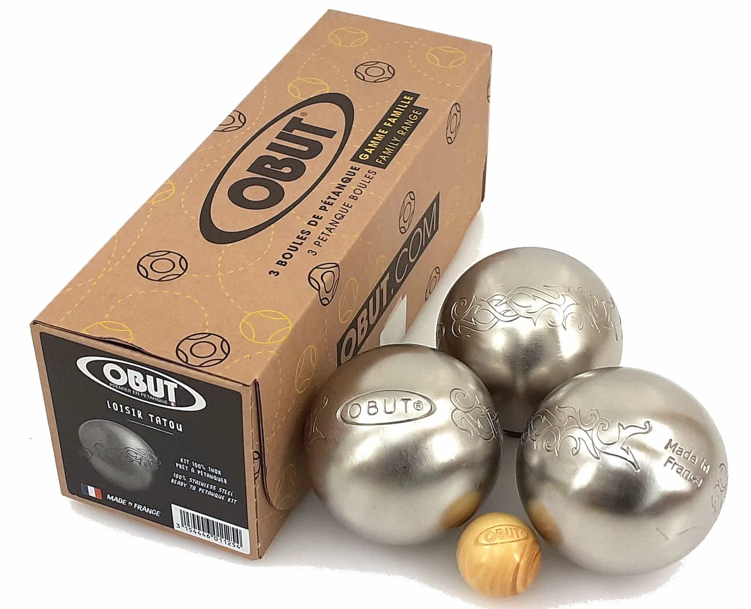 Obut INOX Tatou Set of 3 Petanque Boules Stainless Steel