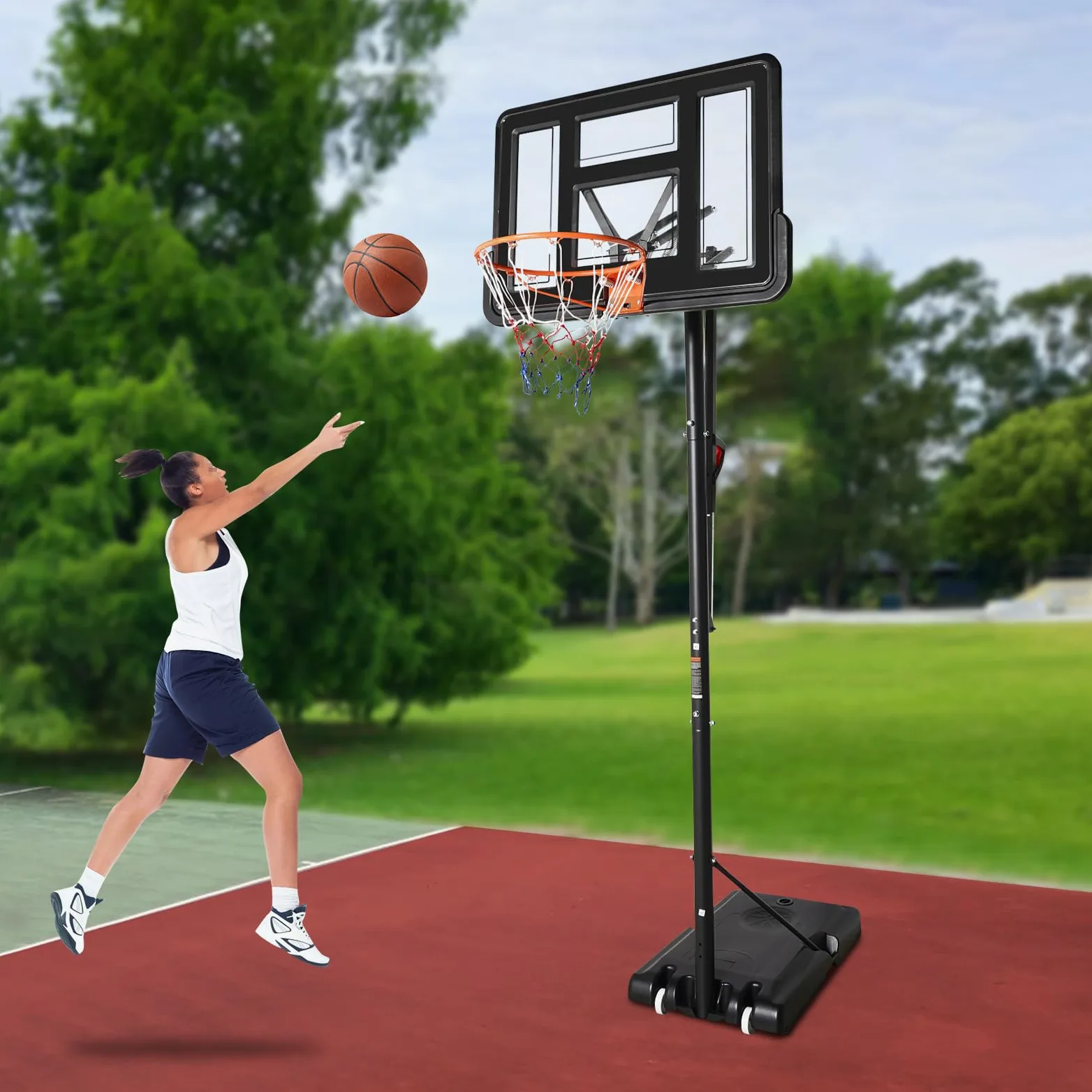 Canasta de baloncesto para exteriores, altura ajustable, canasta de baloncesto portátil, para interiores y exteriores, resistente a la intemperie, para niños, adolescentes y adultos