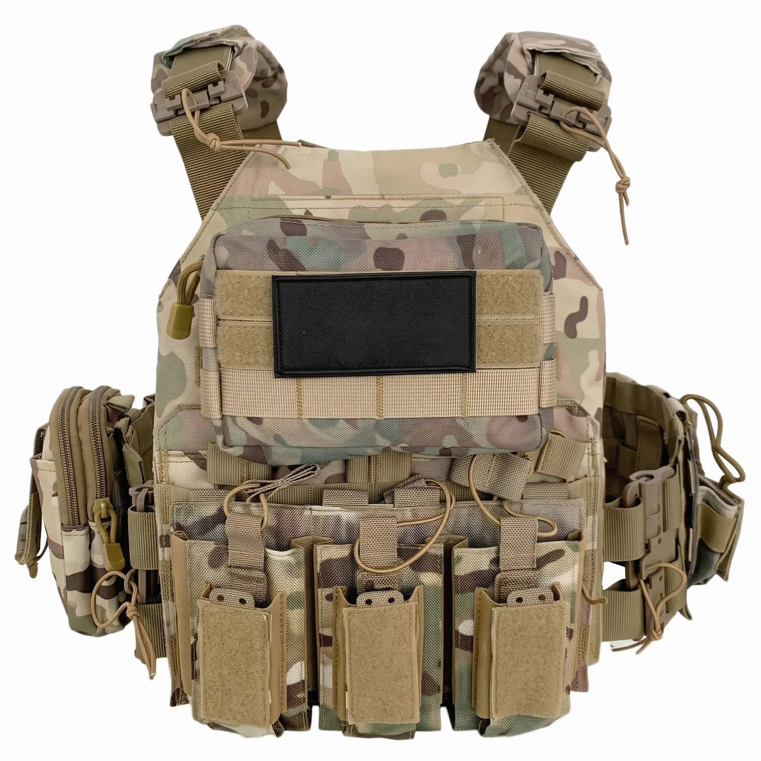 Genérico Arnes de Carga Modular Kit, Chaleco de Pecho Airsoft Ajustable | Incluye Base Bolsa Triple Bolsa Cuadrada Pequena Bolsa Smartphone Bolsa Radio y Bolsa Trasera de Carga Utilidades