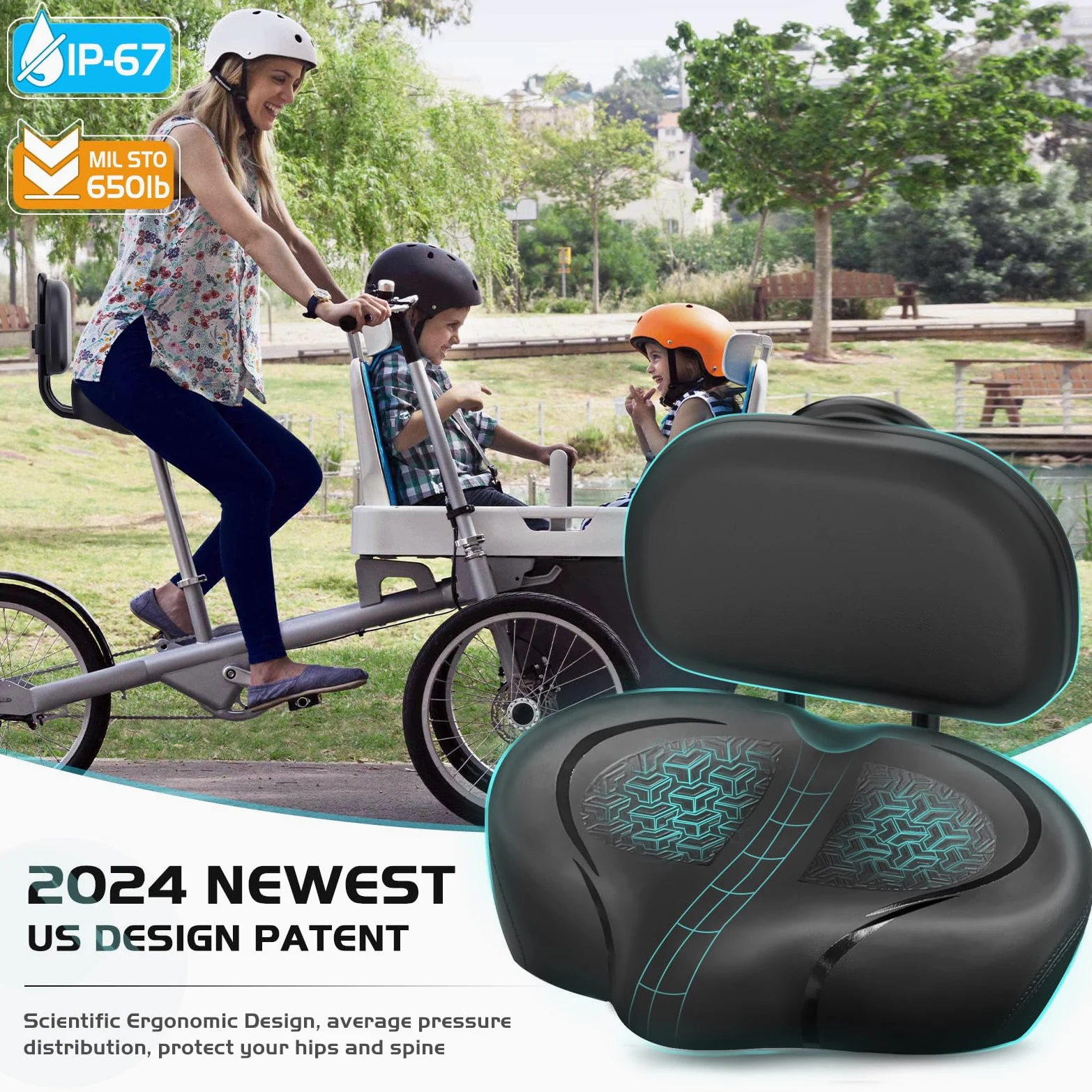 Cojín de asiento de bicicleta sin nariz para hombres y mujeres, acolchado extra y cómodo asiento de bicicleta ancho, sillín cómodo de gran tamaño para bicicletas Peloton, bicicletas estáticas